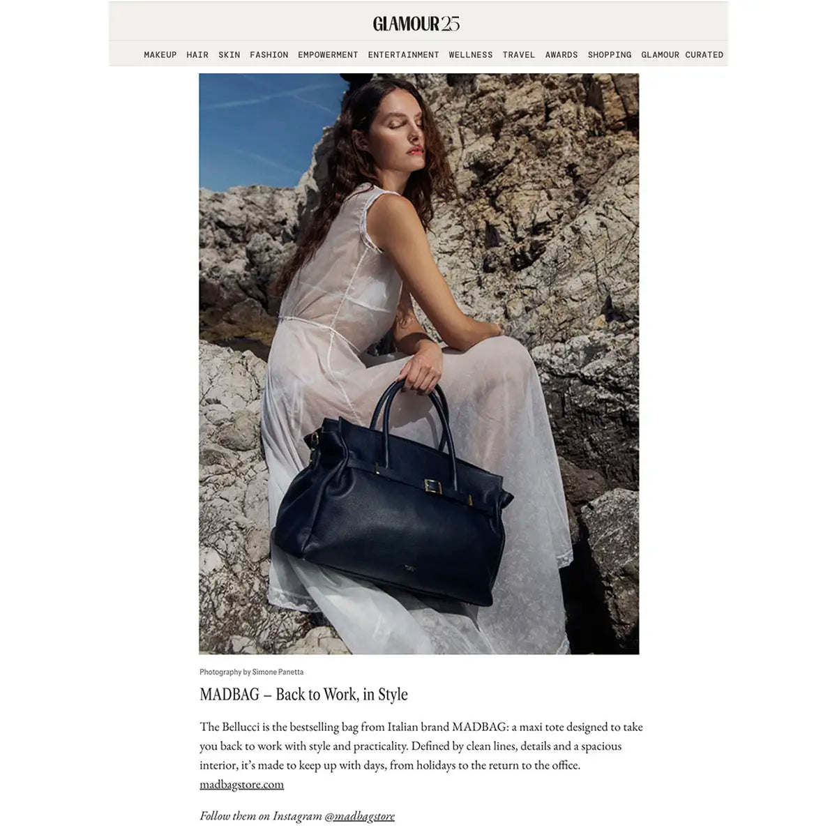 MADBAG torna sulle pagine di GLAMOUR con Bellucci, la nostra maxi tote bestseller.