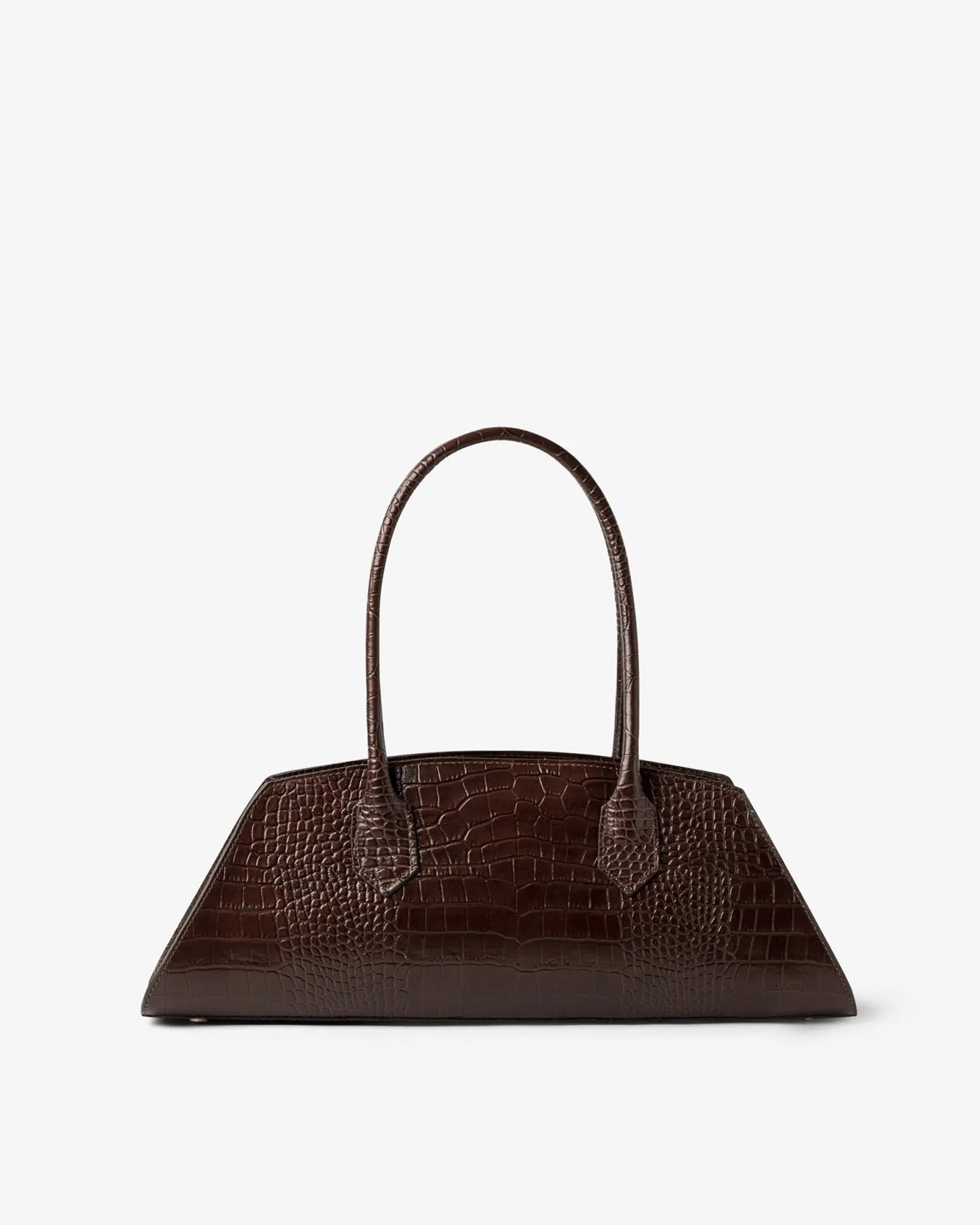 BASSOTTO in Pelle Coffee Croc - MADBAG® STORE OFFICIAL | Borse Di Lusso Artigianali 100% Made In Italy