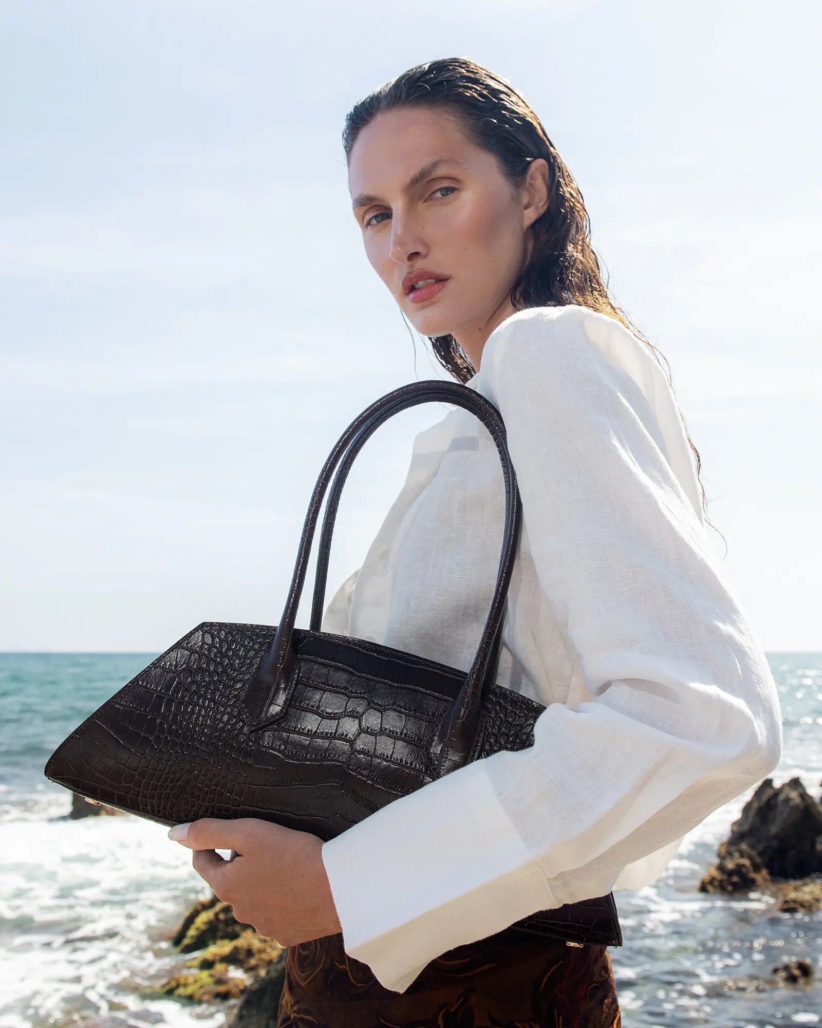 BASSOTTO in Leather Coffee Croc