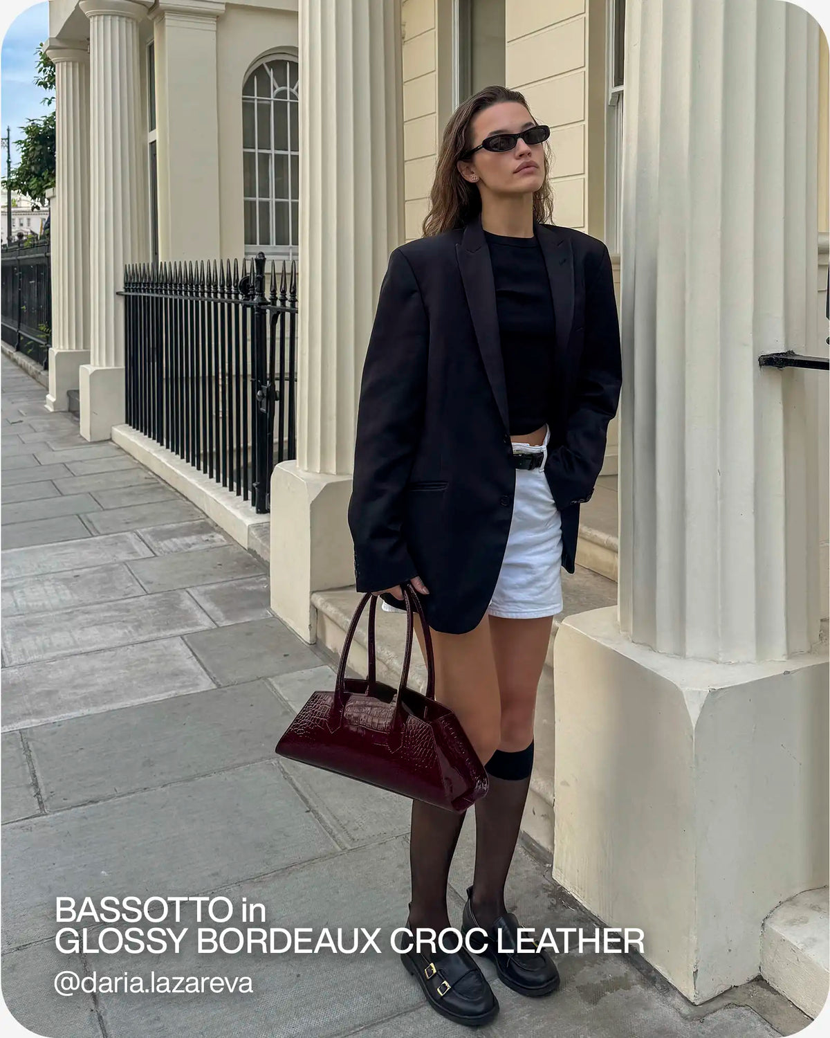 BASSOTTO in Glossy Bordeaux Croc Leather