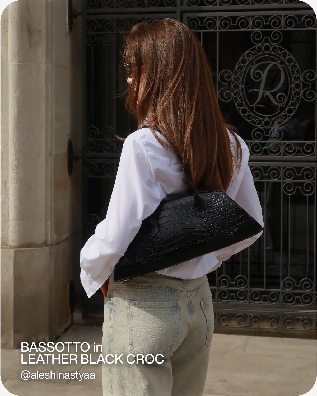 BASSOTTO in Leather Black Croc