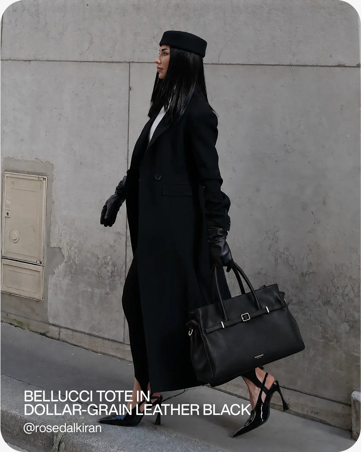 BELLUCCI Tote in Dollar-Grain Leather Black