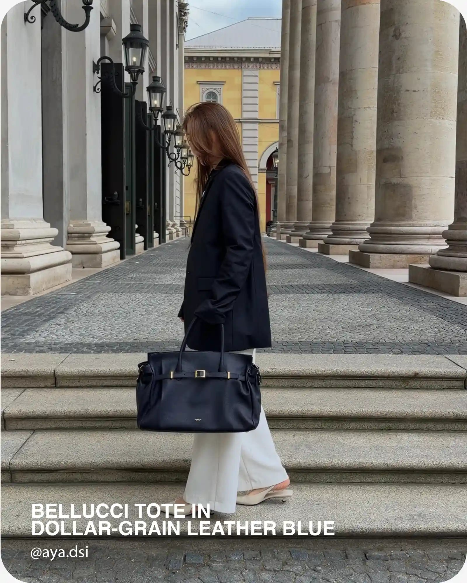 BELLUCCI Tote in Dollar-Grain Leather Blue