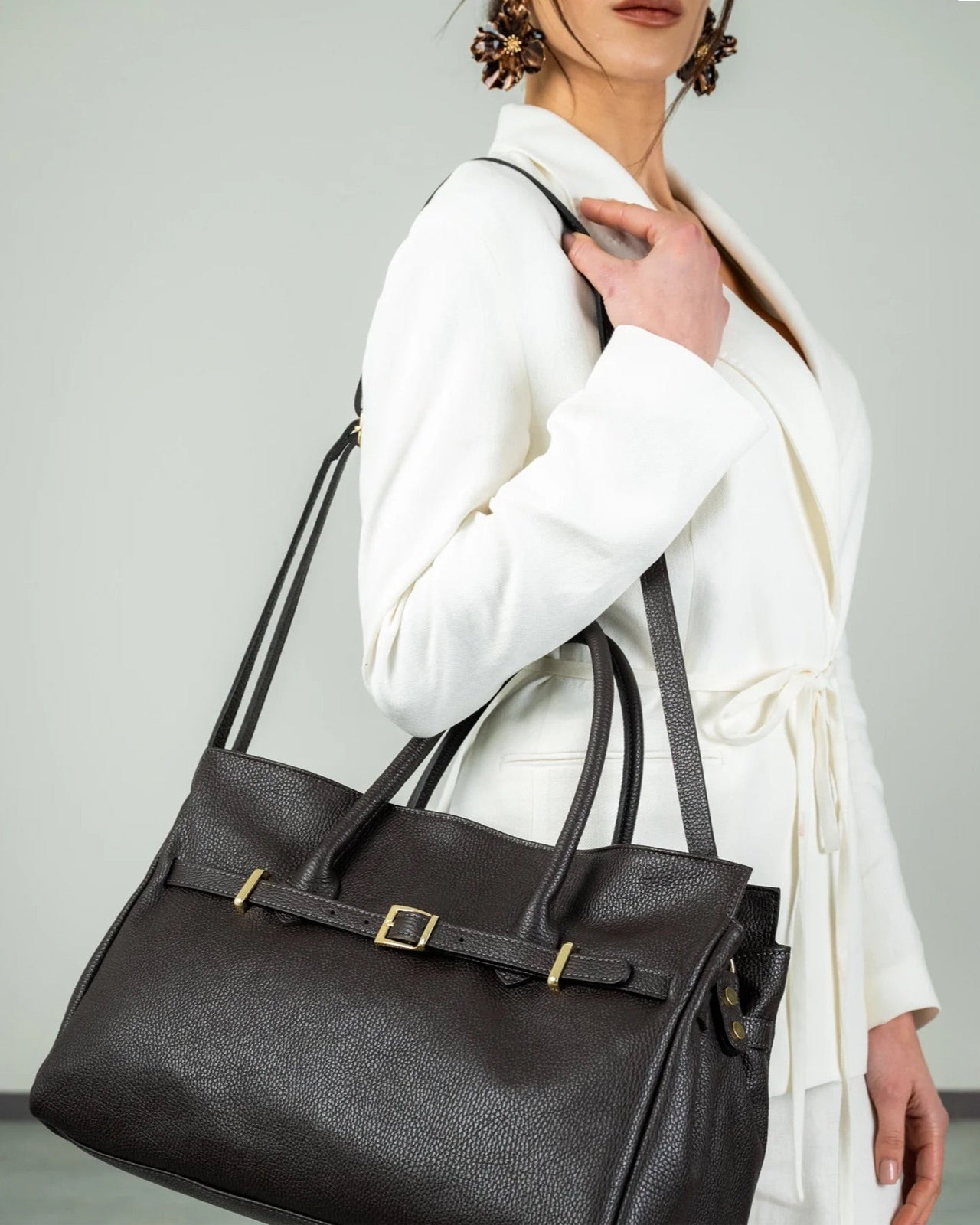 BELLUCCI in Pelle Dark Moka - MADBAG® STORE OFFICIAL | Borse Di Lusso Artigianali 100% Made In Italy