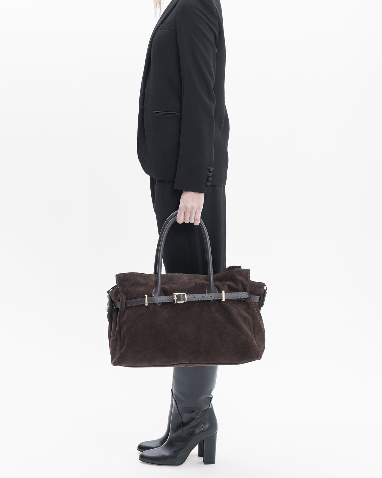 BELLUCCI in Pelle Suede Dark Moka - MADBAG® STORE OFFICIAL | Borse Di Lusso Artigianali 100% Made In Italy