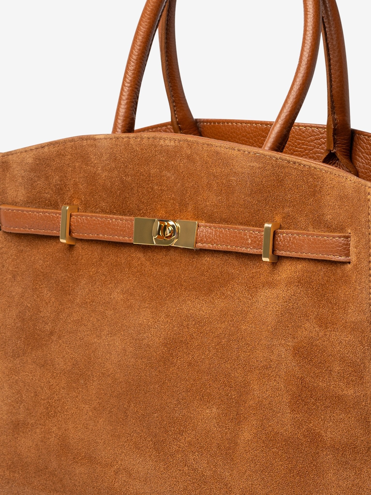 TOTE DIVA in Suede Camel_DETTAGLIO