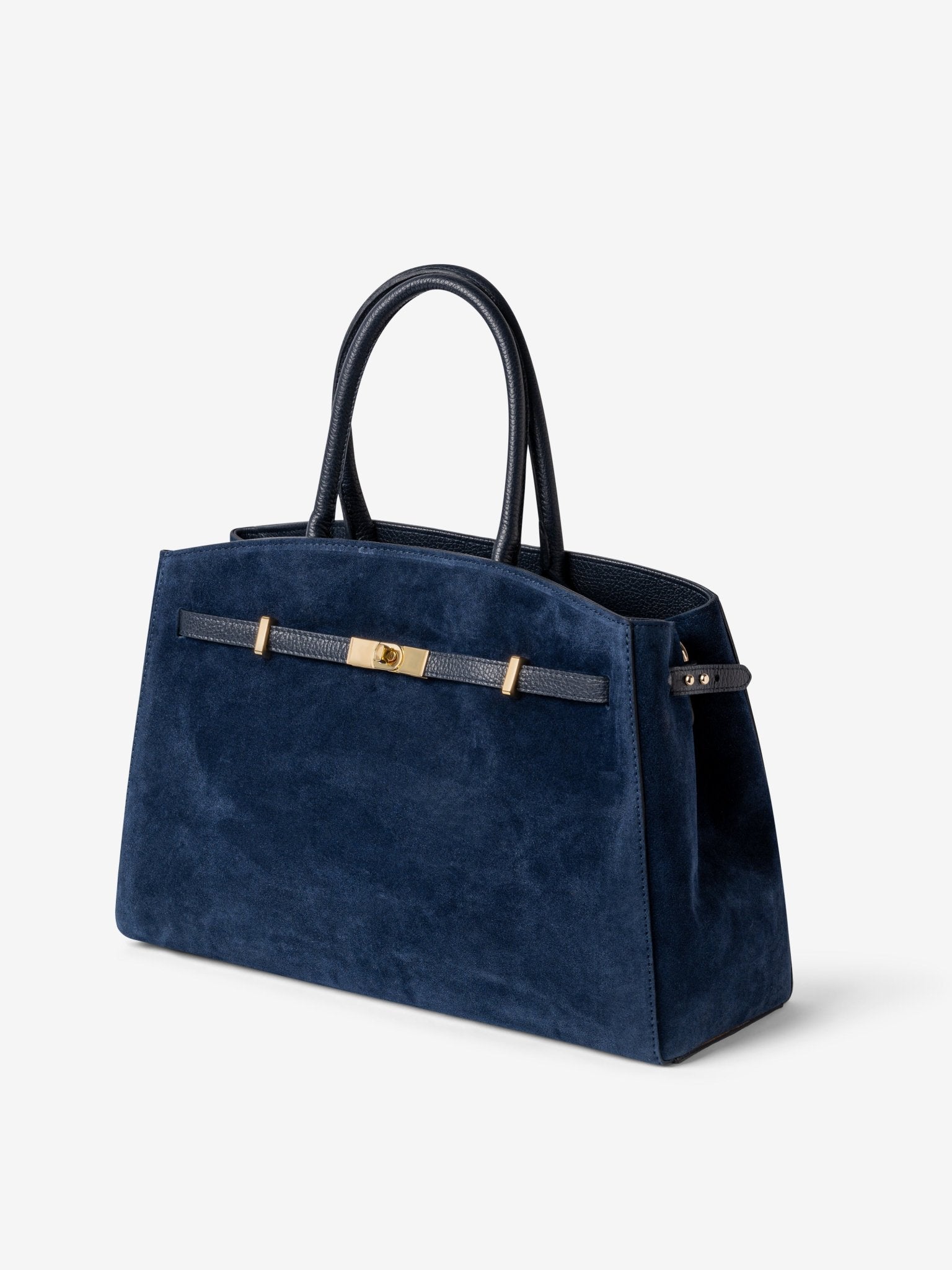 TOTE DIVA in Suede Blu Navy_LATERALE