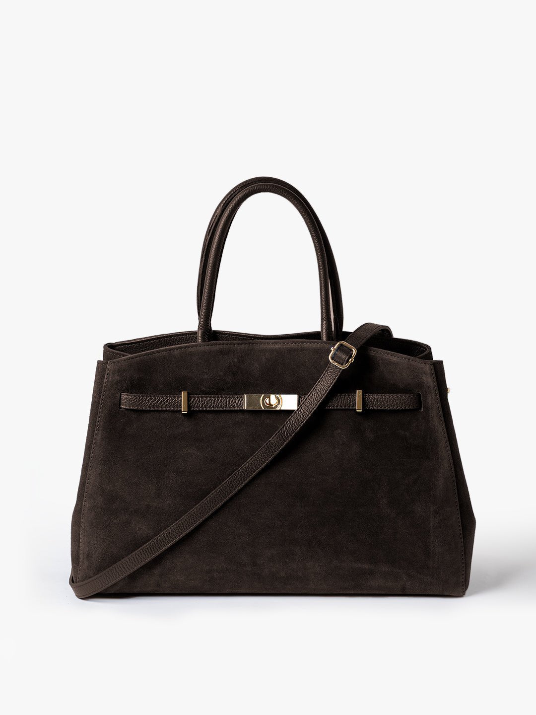 TOTE DIVA in Suede Dark Moka_TRACOLLA