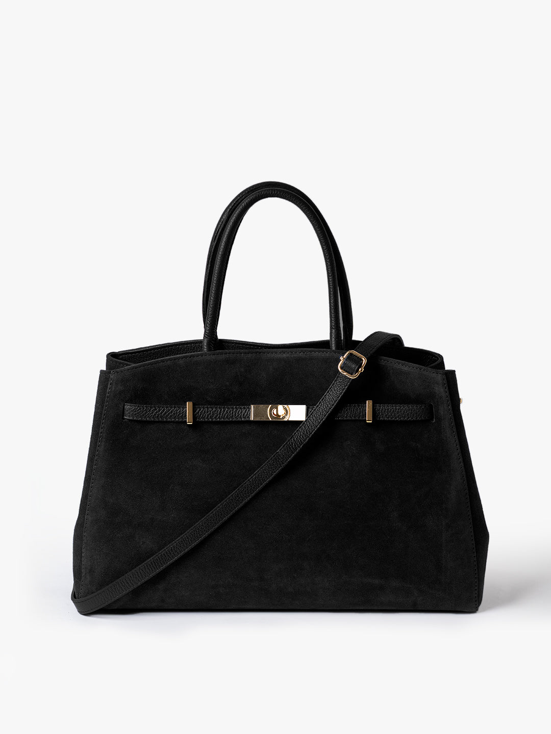TOTE DIVA in Suede Jet Black_TRACOLLA