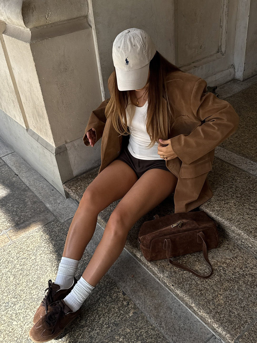 BAGUETTE BELLUCCI SHOULDER Suede Brown
