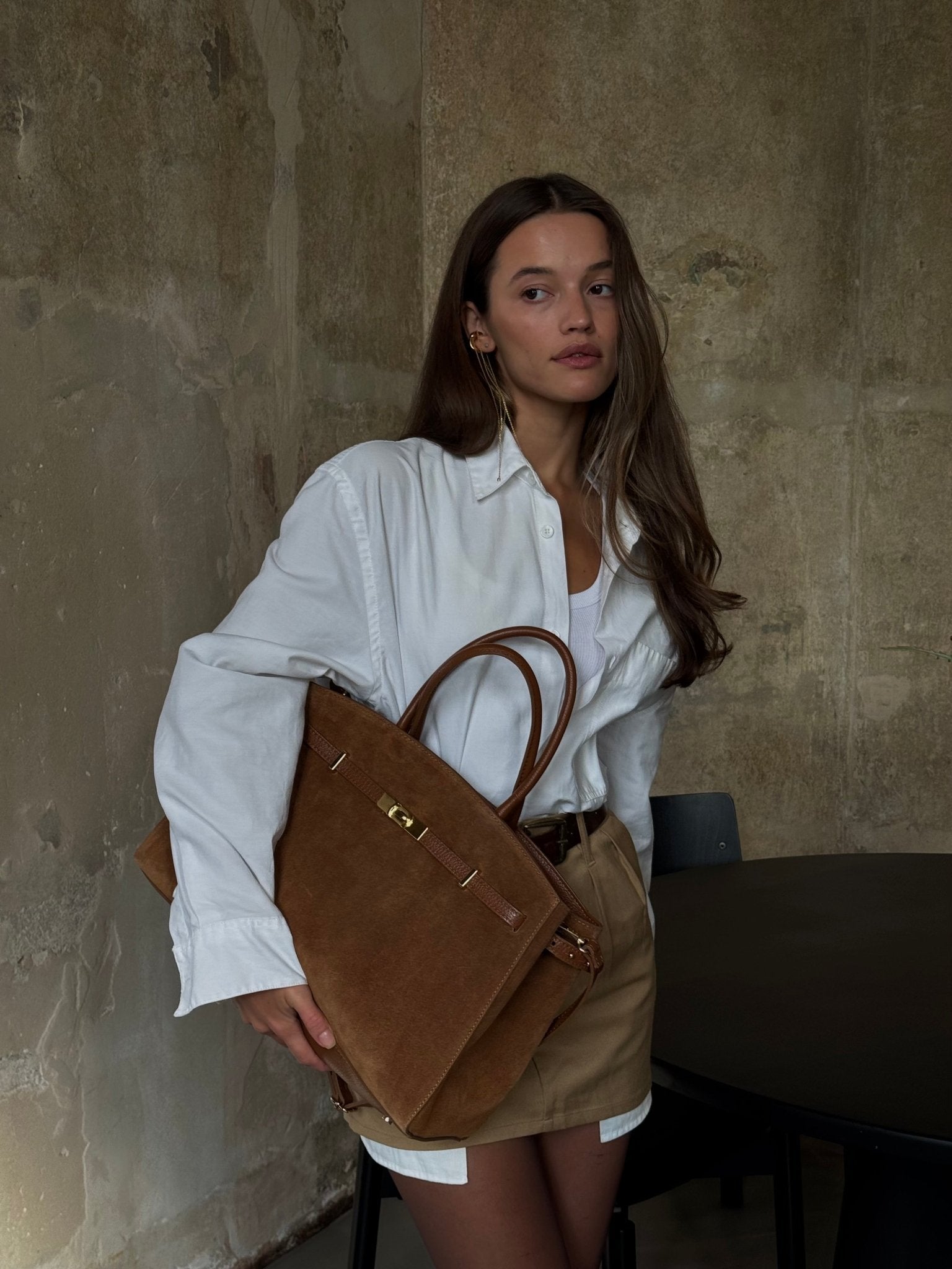 TOTE DIVA in Suede Camel