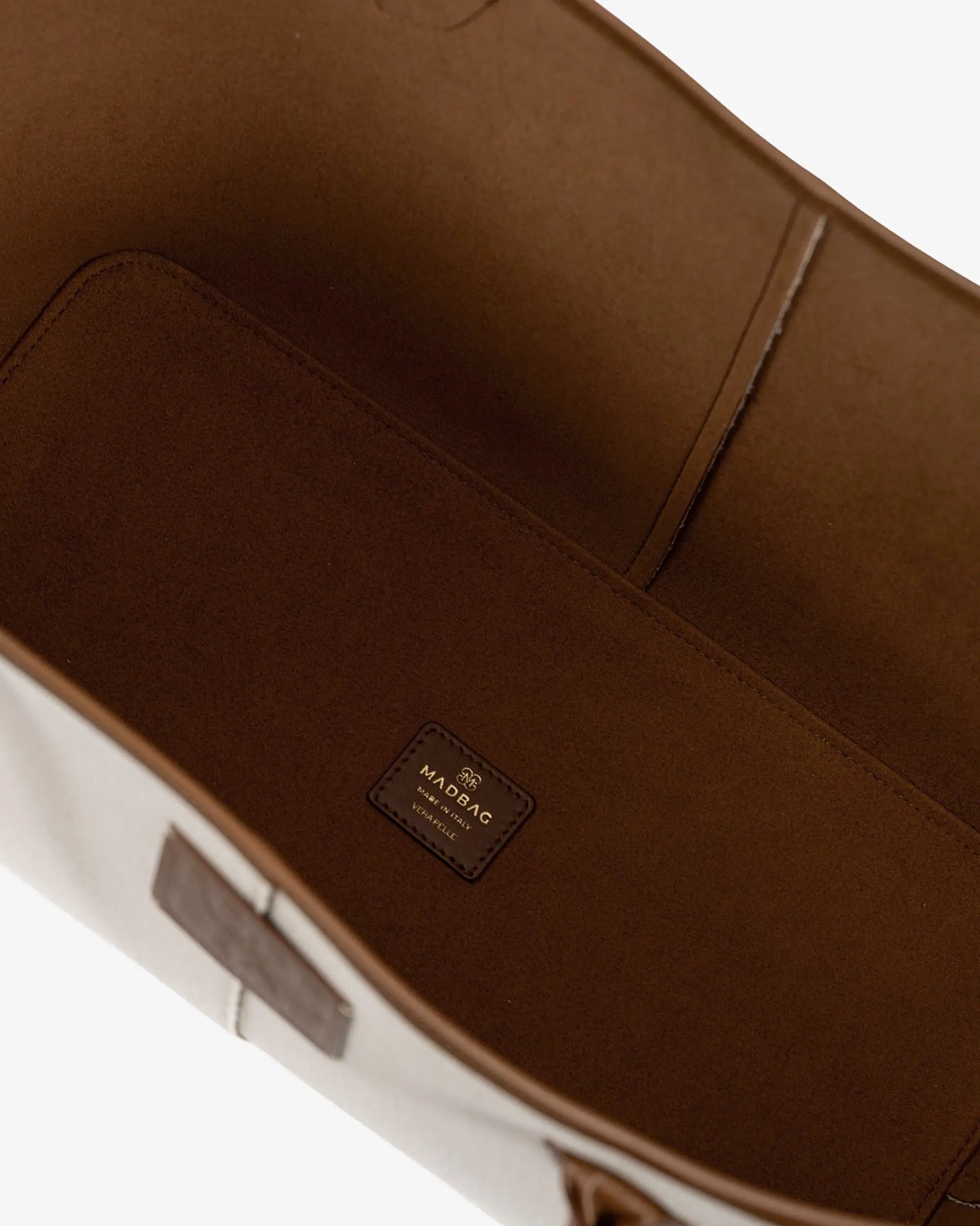 LOREN in Beige Canvas and Chocolate Leather