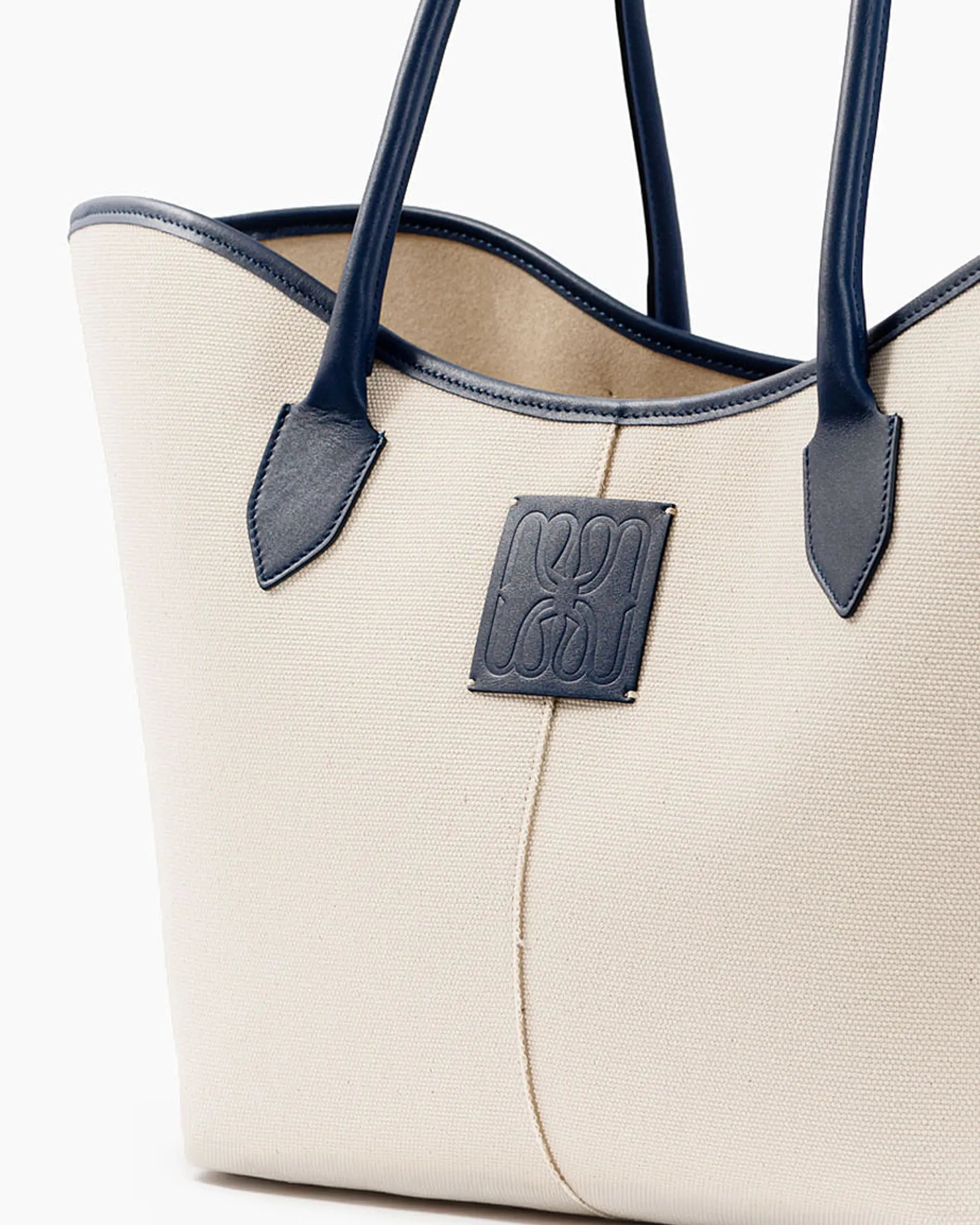 LOREN in Canvas Beige e Pelle Blue