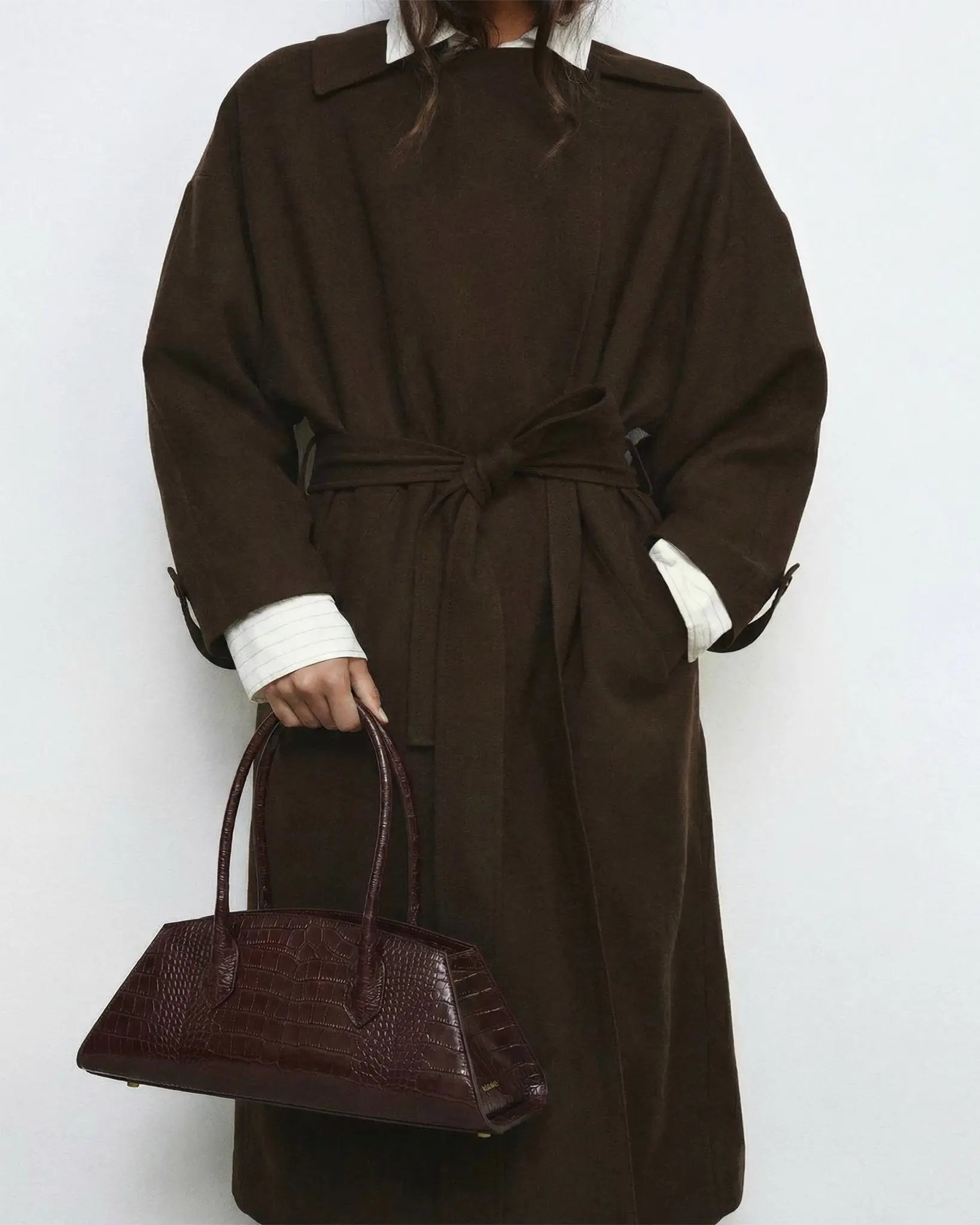 BASSOTTO in Pelle Coffee Croc - MADBAG® STORE OFFICIAL | Borse Di Lusso Artigianali 100% Made In Italy