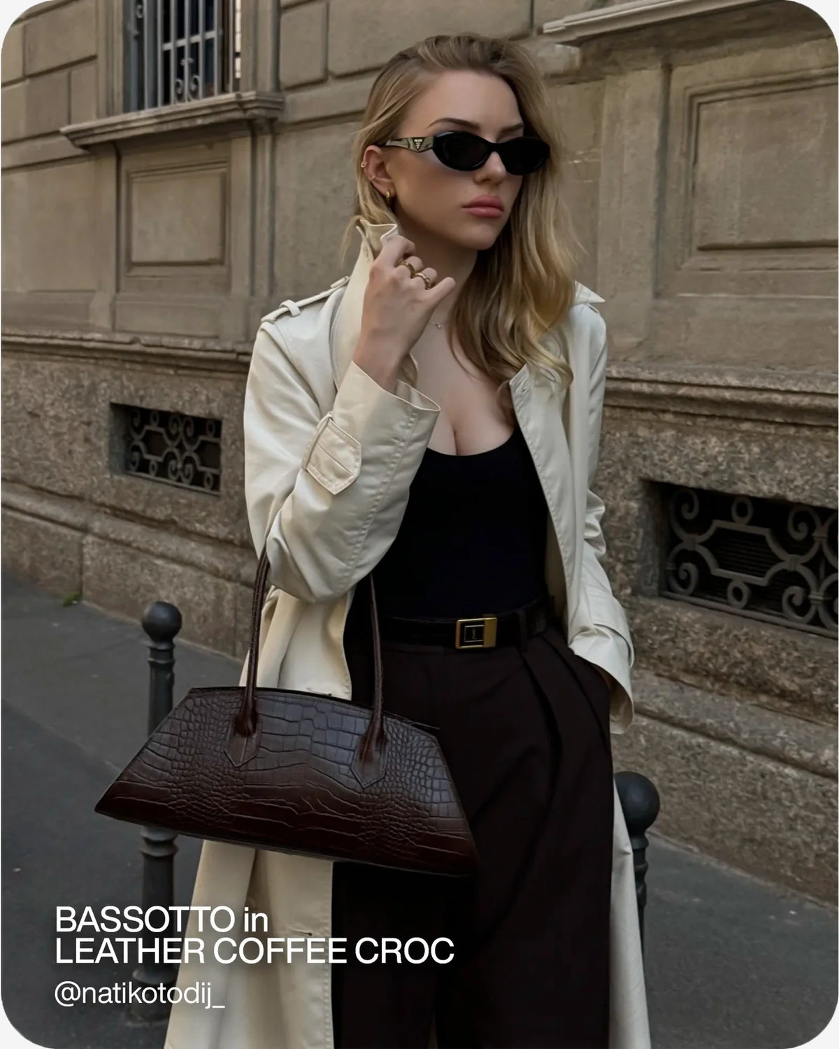 BASSOTTO in Pelle Coffee Croc