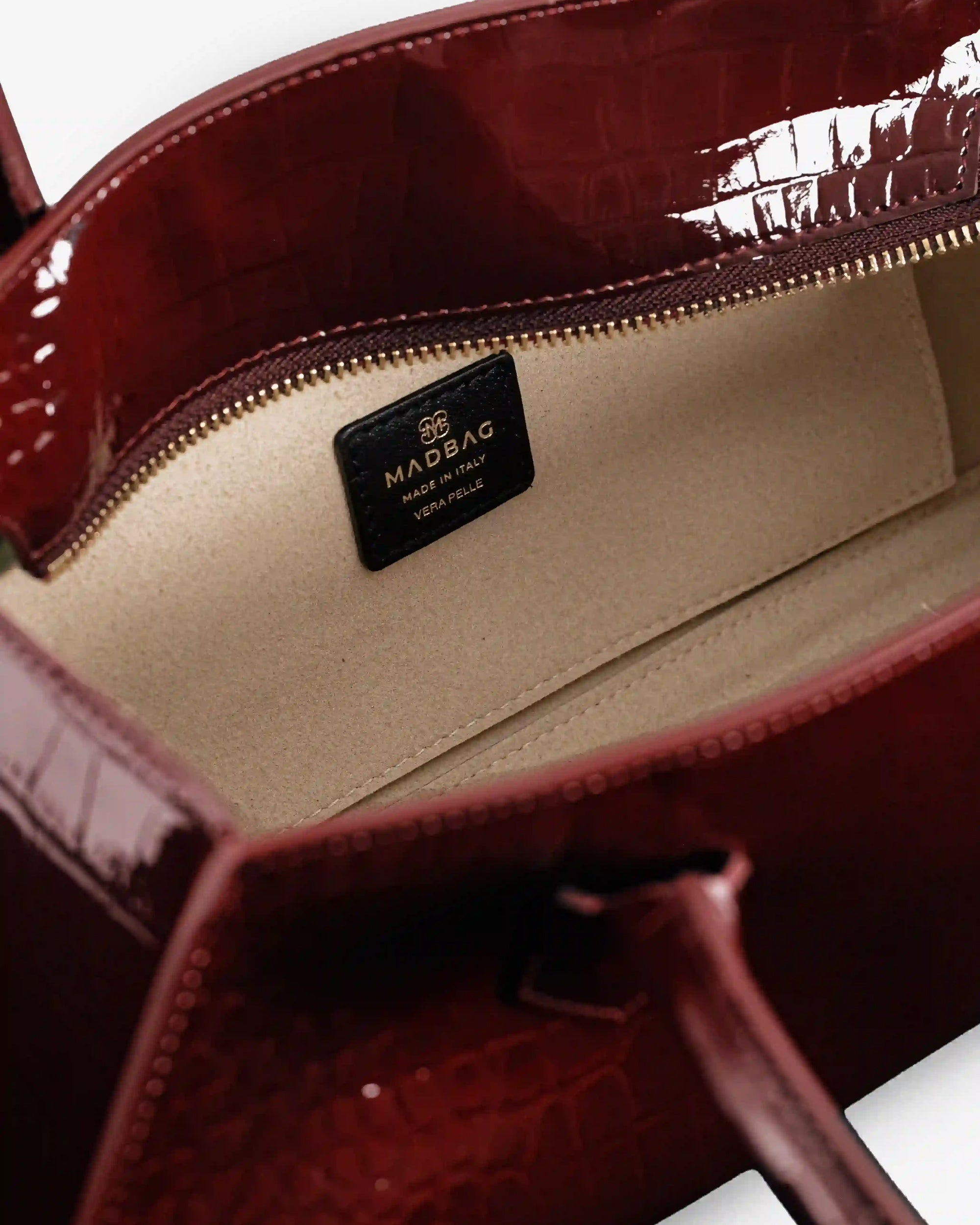 BASSOTTO in Glossy Bordeaux Croc Leather