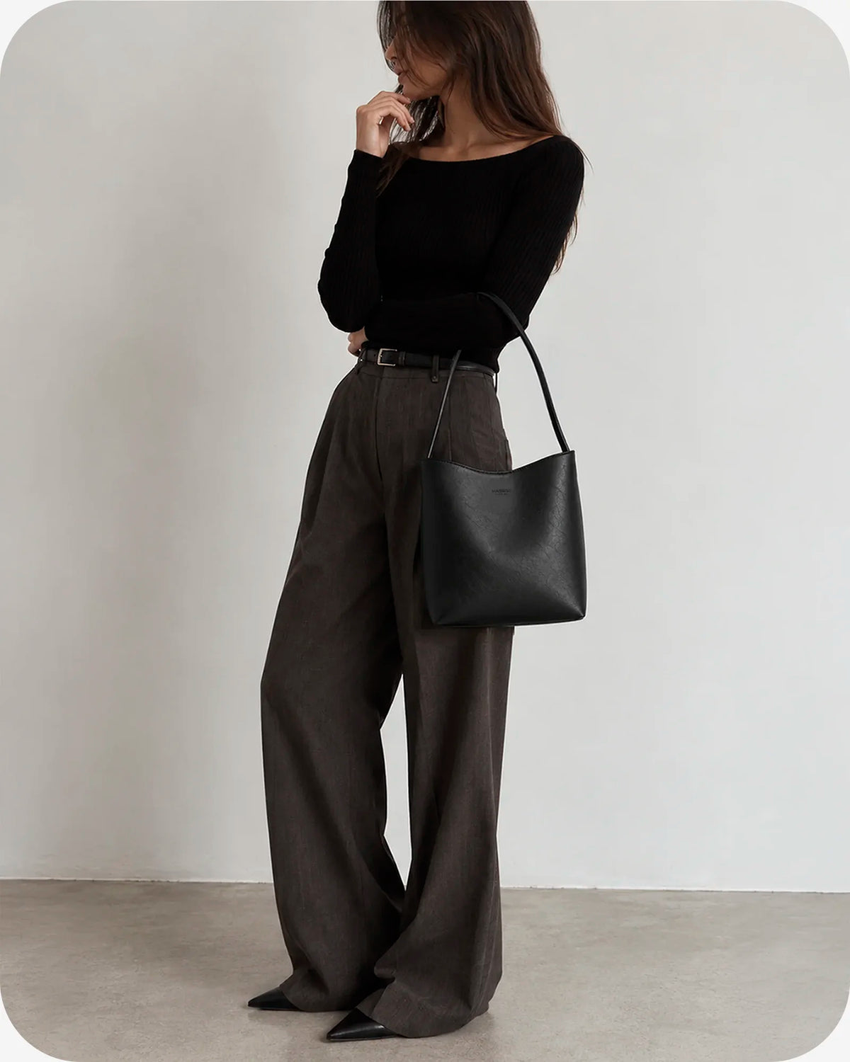 DOLCE VITA Hobo Bag en cuir Sauvage Noir