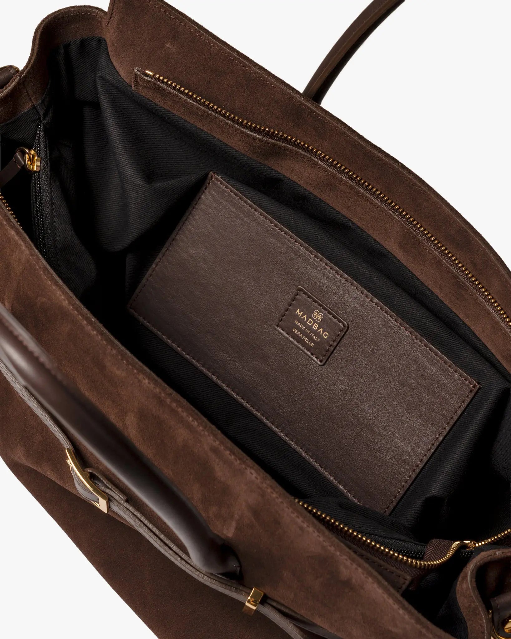 BELLUCCI in Pelle Suede Dark Chocolate - MADBAG® STORE OFFICIAL | Handcrafted Luxury Bags Made in Italy