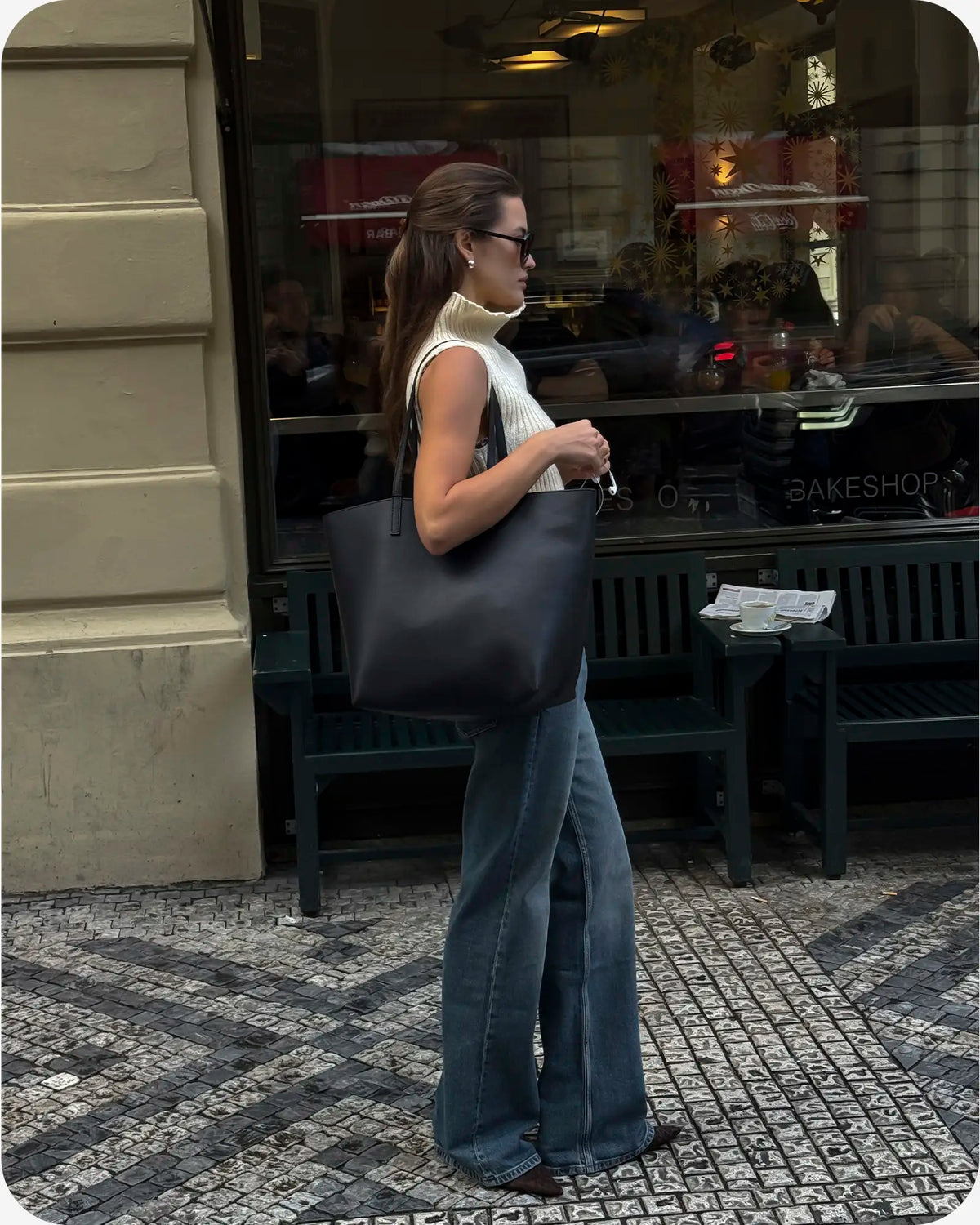 ANIMA Borsa a Spalla in Pelle Sauvage Black