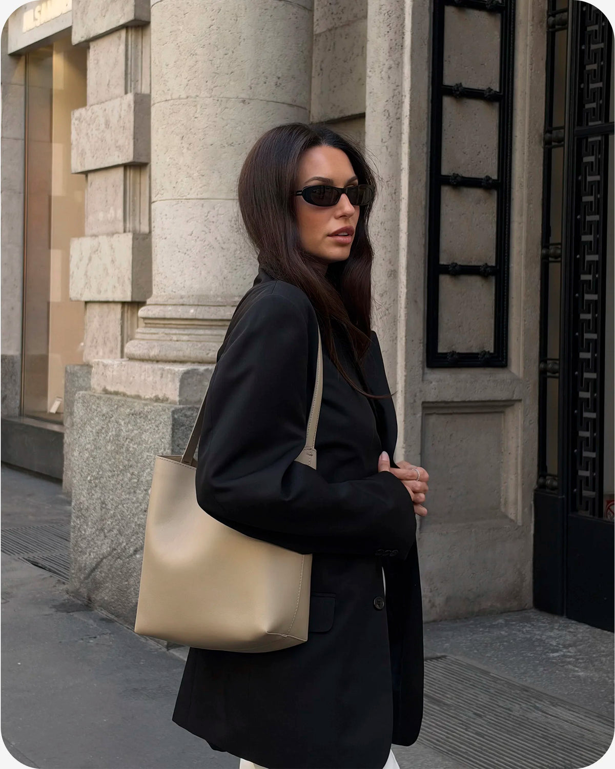 DOLCE VITA Hobo Bag in Pelle Sauvage Oatmeal