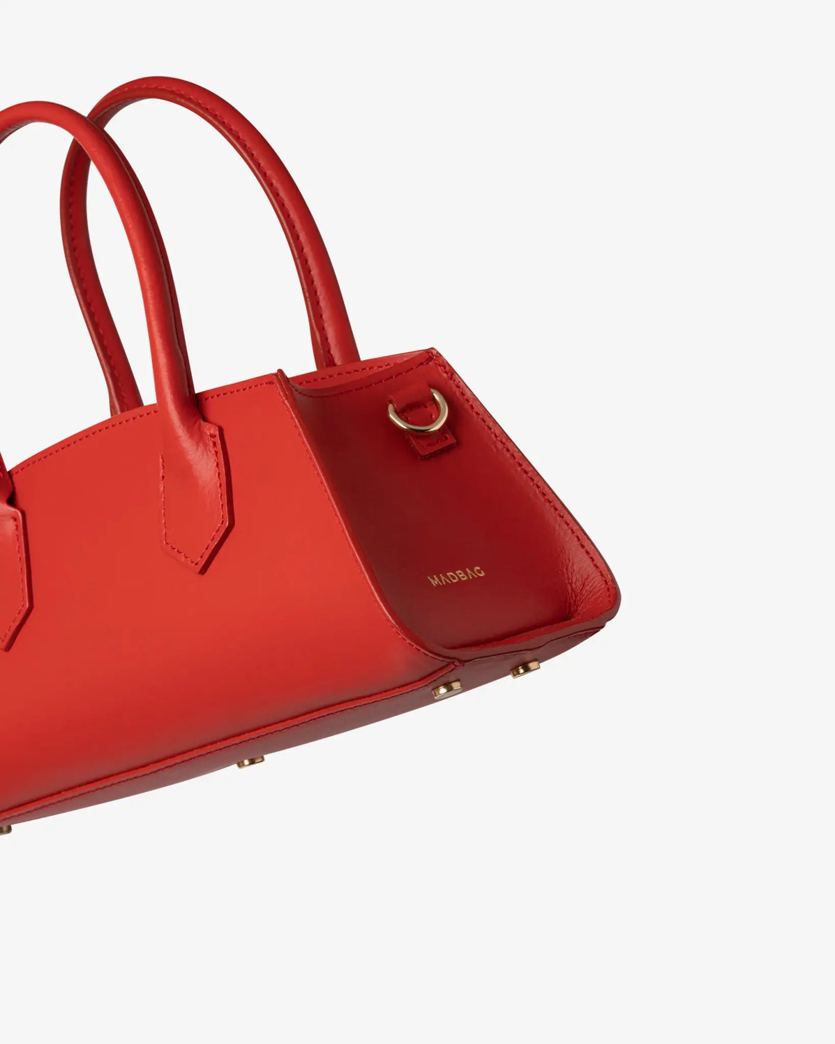 MADBAG Small Bassotto red leather handbag detail with gold hardware