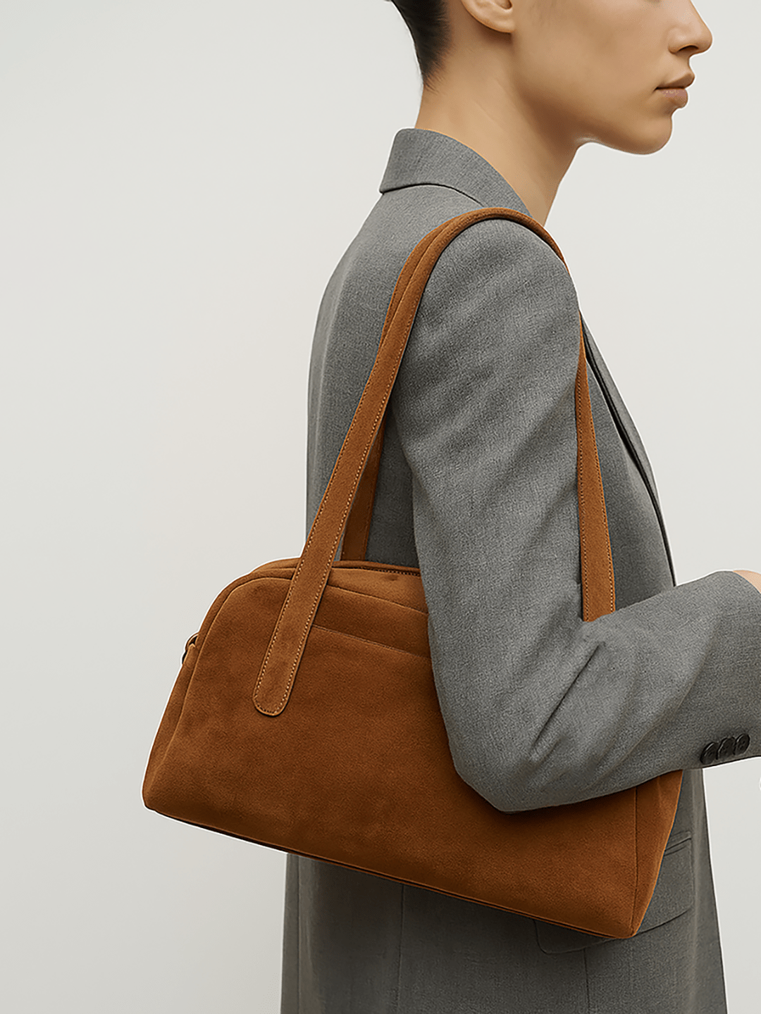 BAGUETTE BELLUCCI SHOULDER Suede Camel