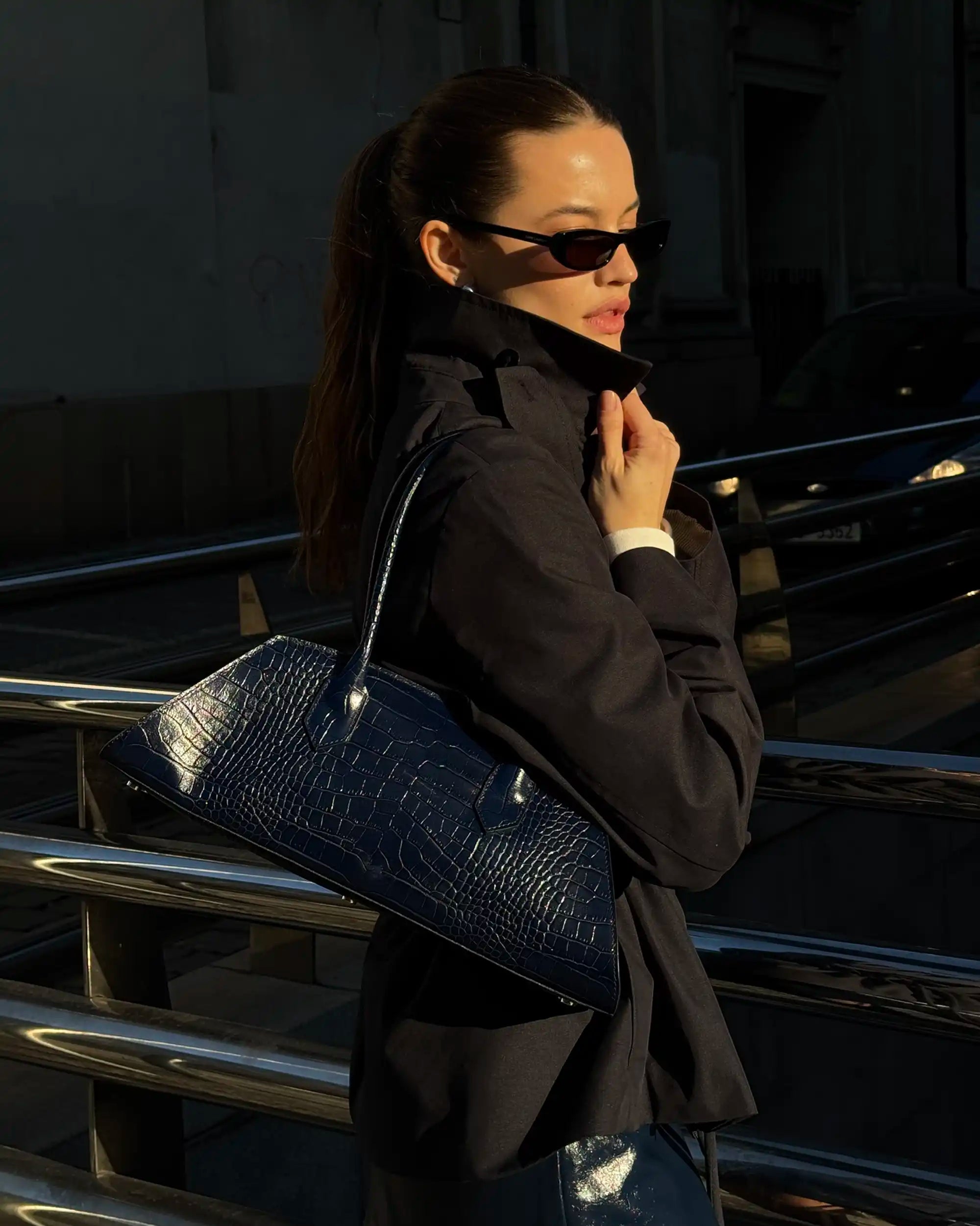 BASSOTTO in Pelle Blue Croc