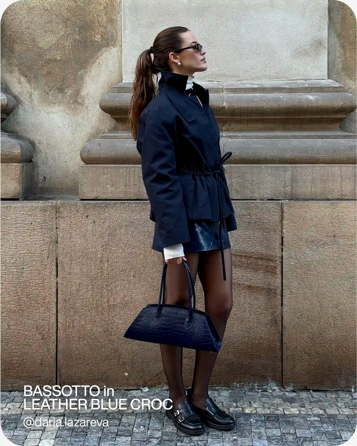 BASSOTTO in Leather Blue Croc