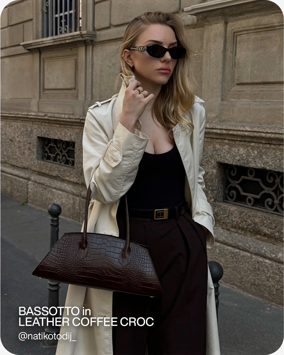 BASSOTTO in Pelle Coffee Croc