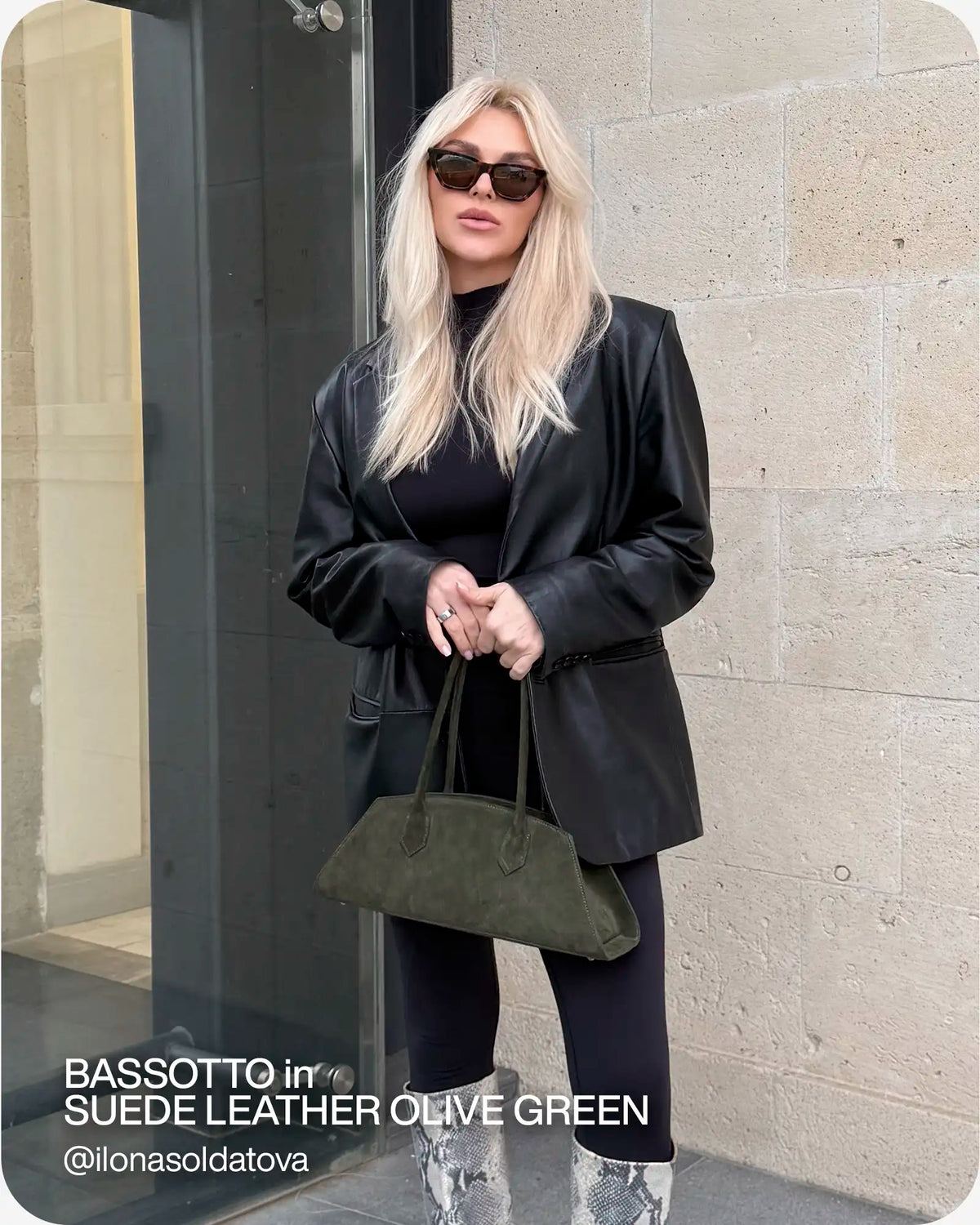 BASSOTTO in suede leather olive green