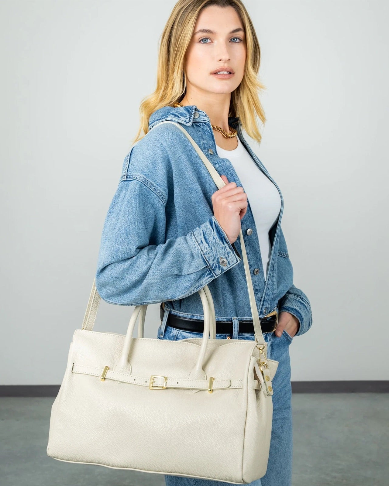 BELLUCCI Cream Leather
