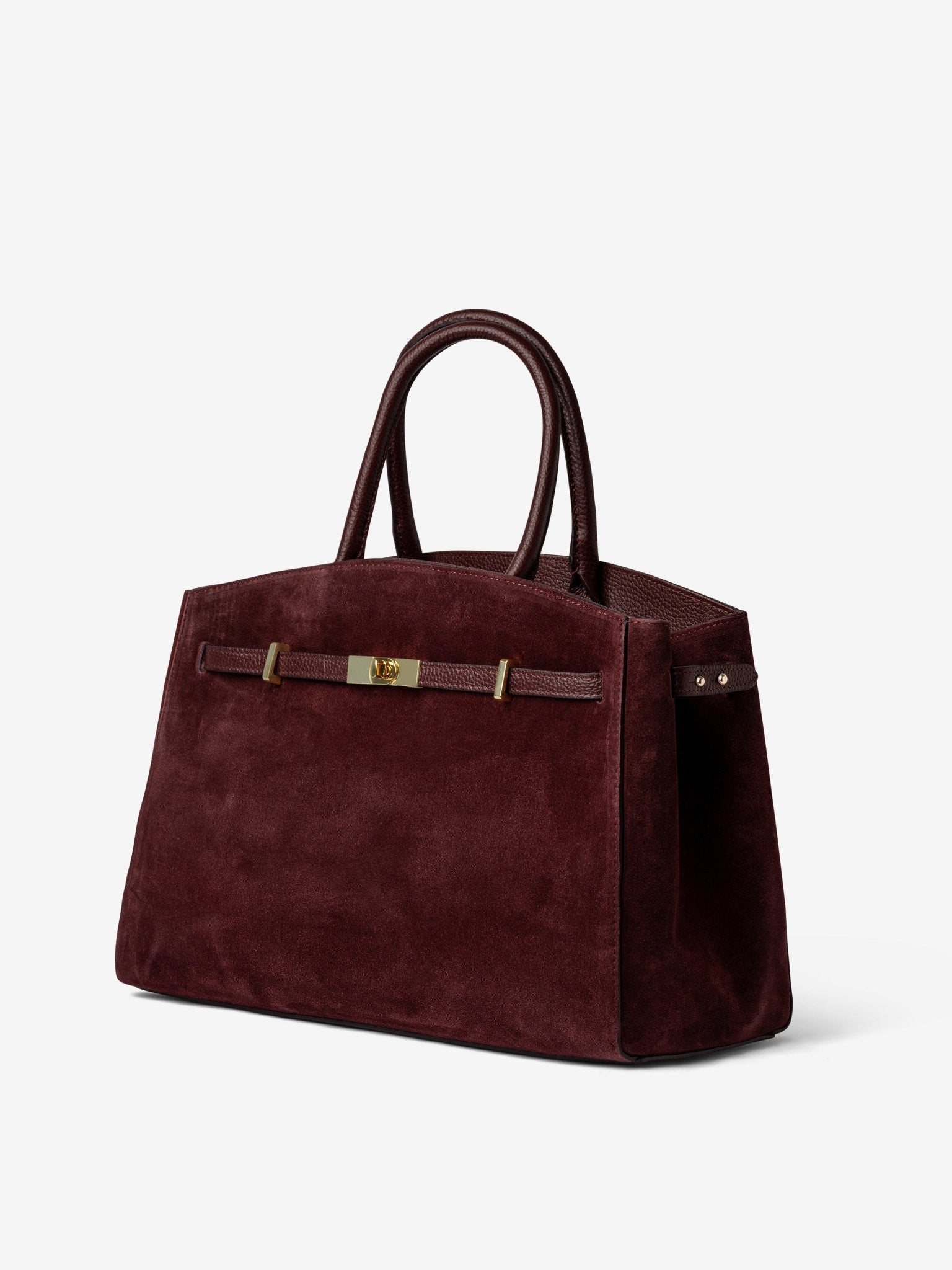 TOTE DIVA in Suede Bordeaux_LATERALE