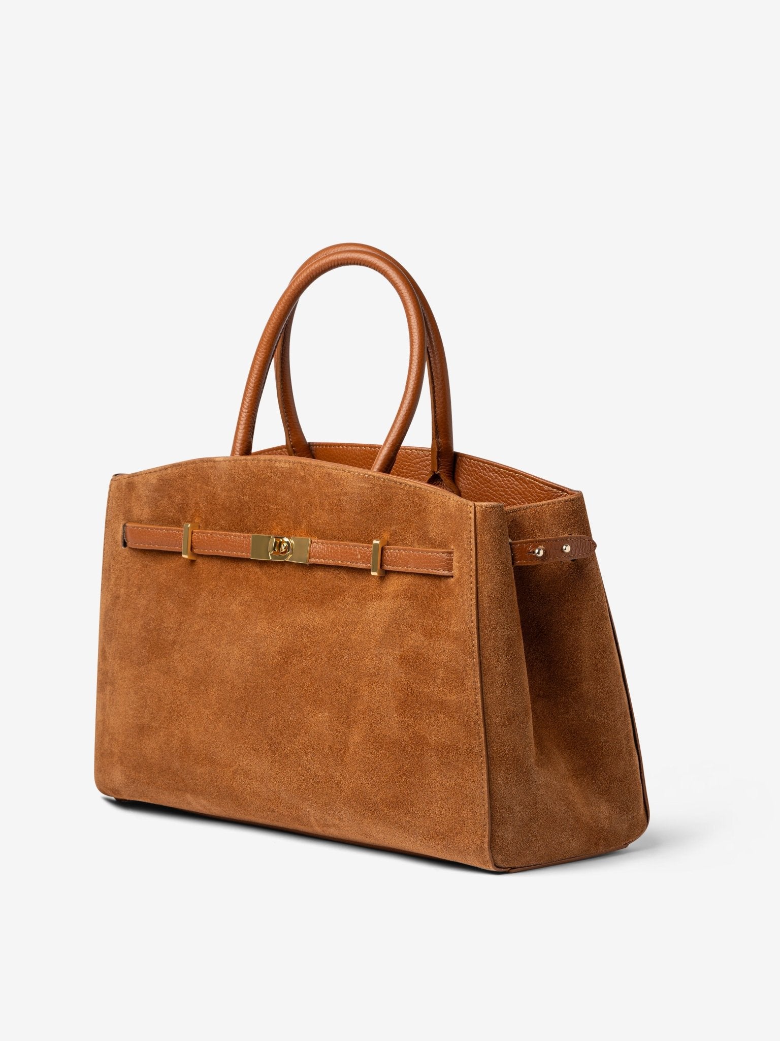 TOTE DIVA in Suede Camel_LATERALE