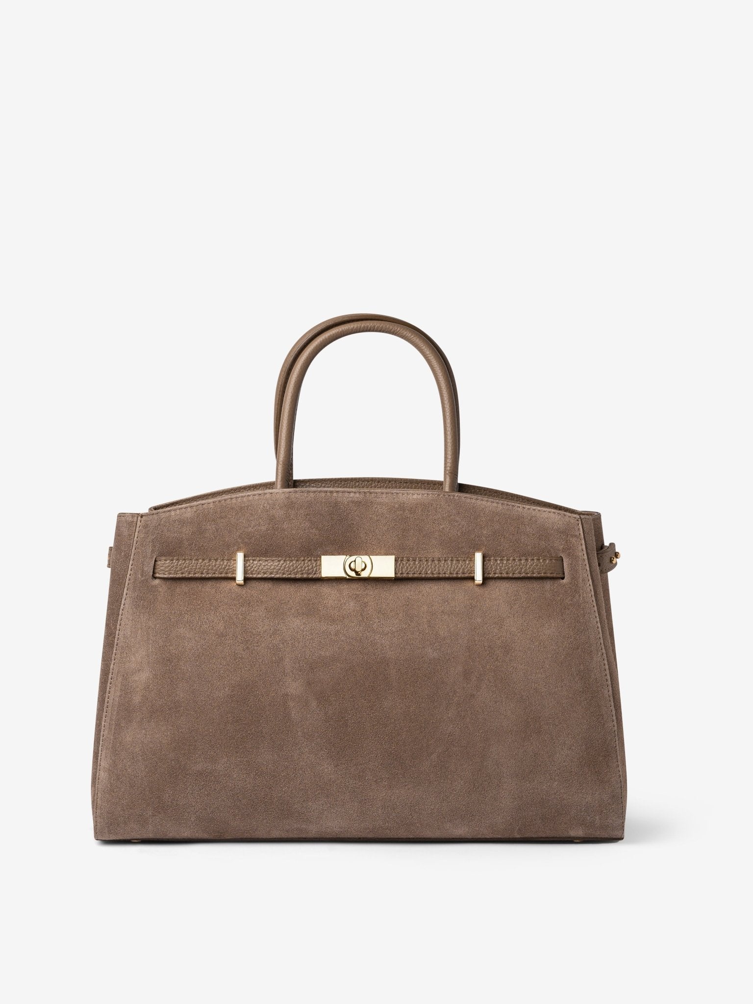 TOTE DIVA in suede Toupe_FRONTALE