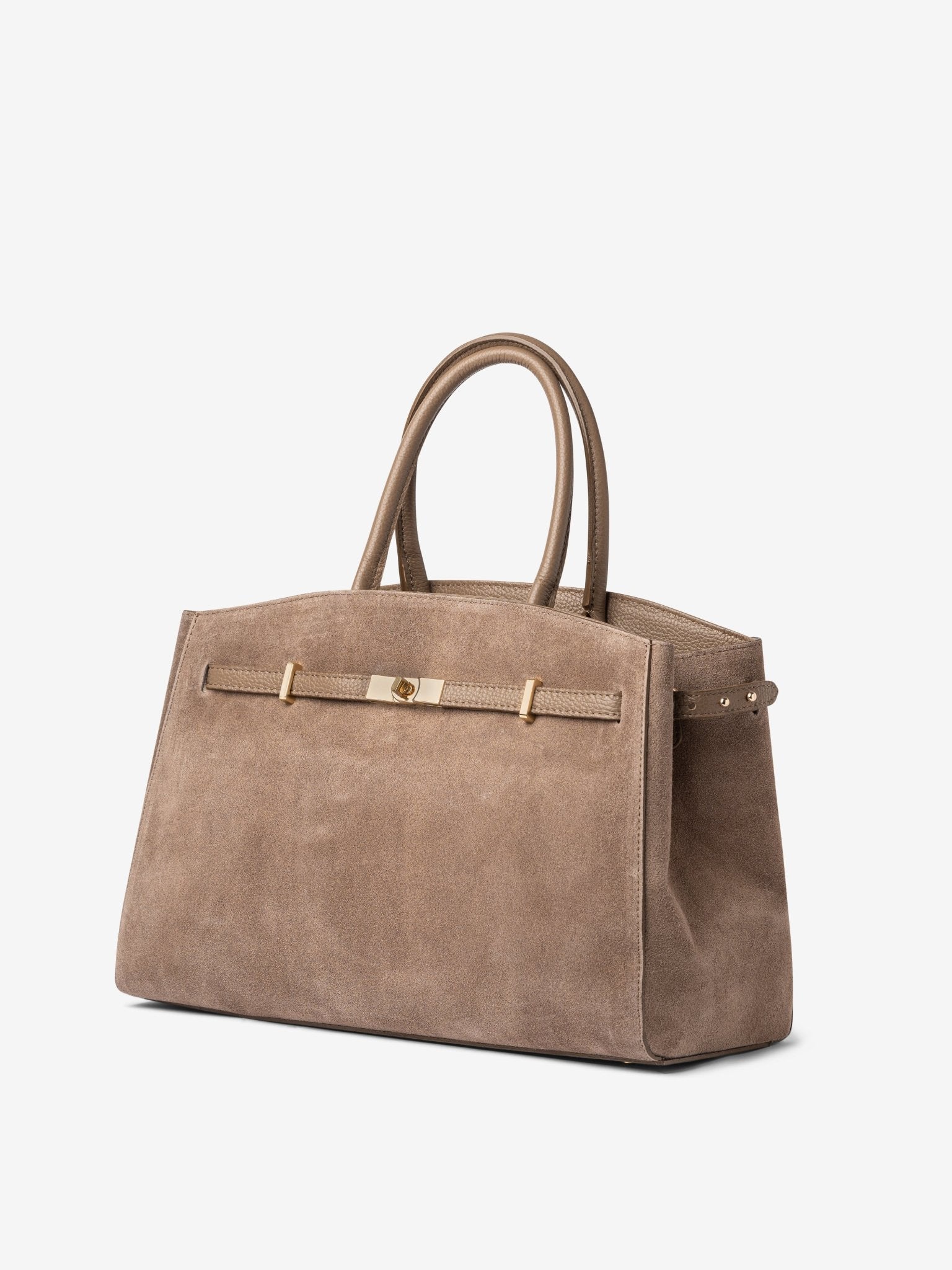 TOTE DIVA in suede Toupe_LATERALE
