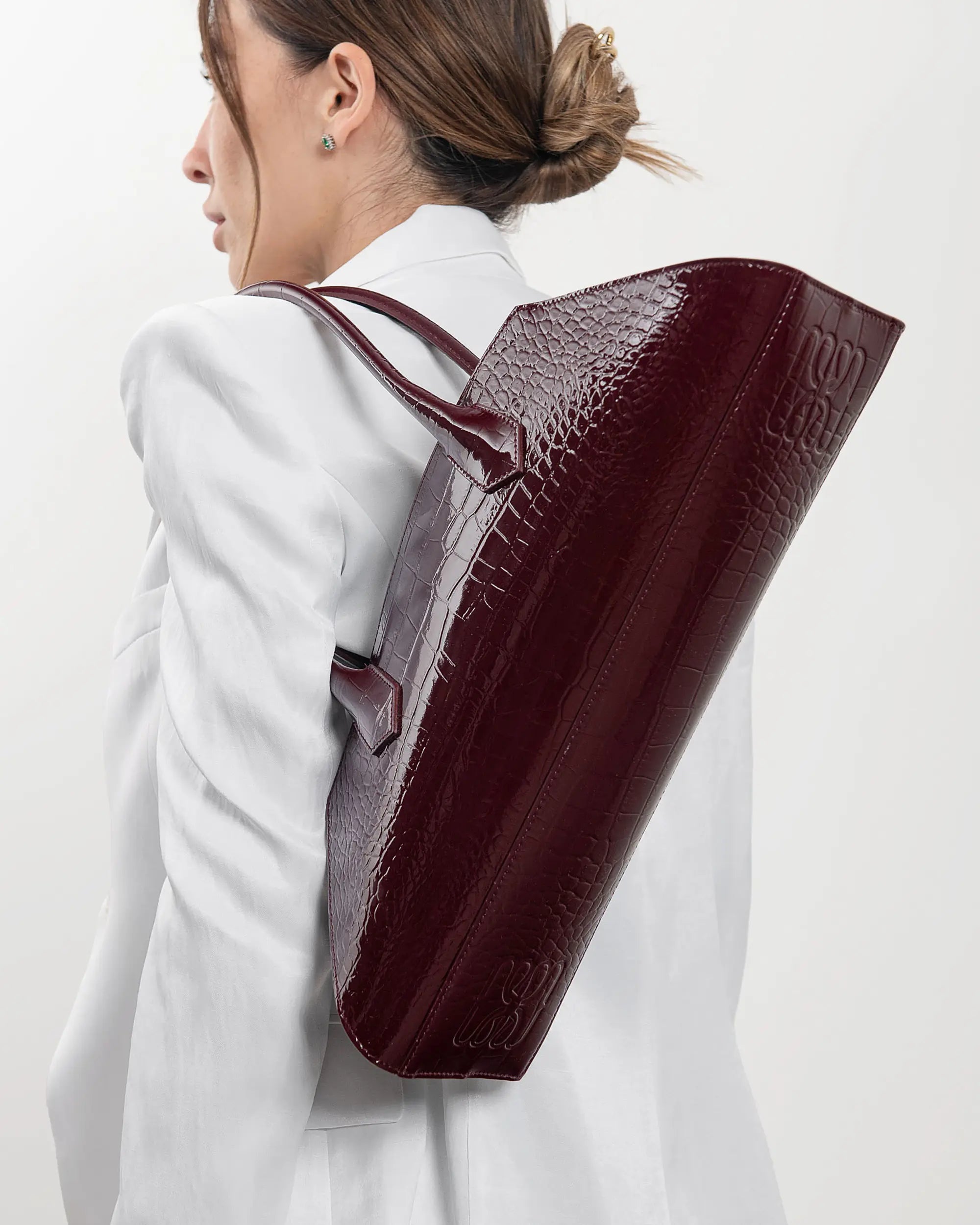 BASSOTTO in Glossy Bordeaux Croc Leather