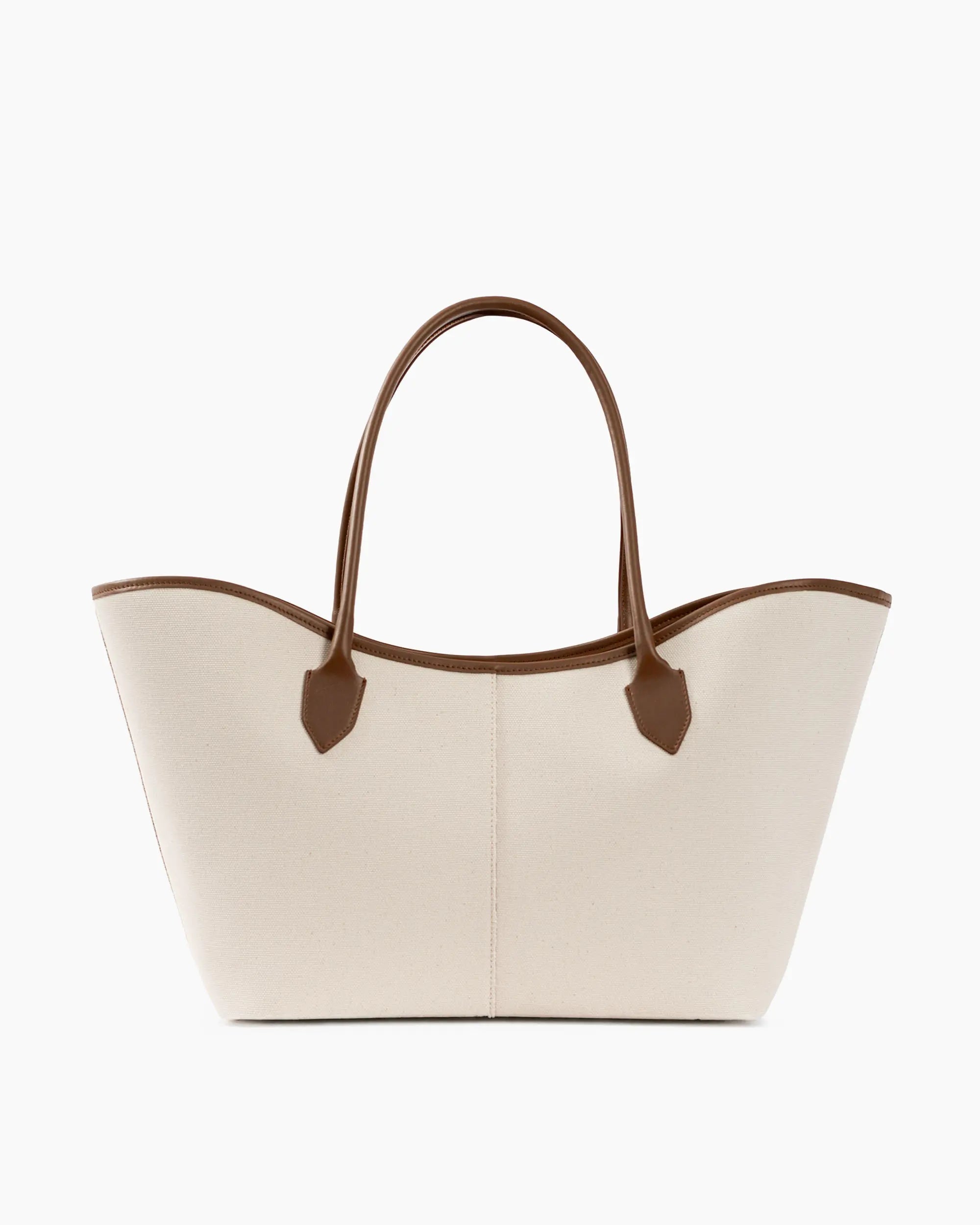 LOREN in Beige Canvas and Chocolate Leather