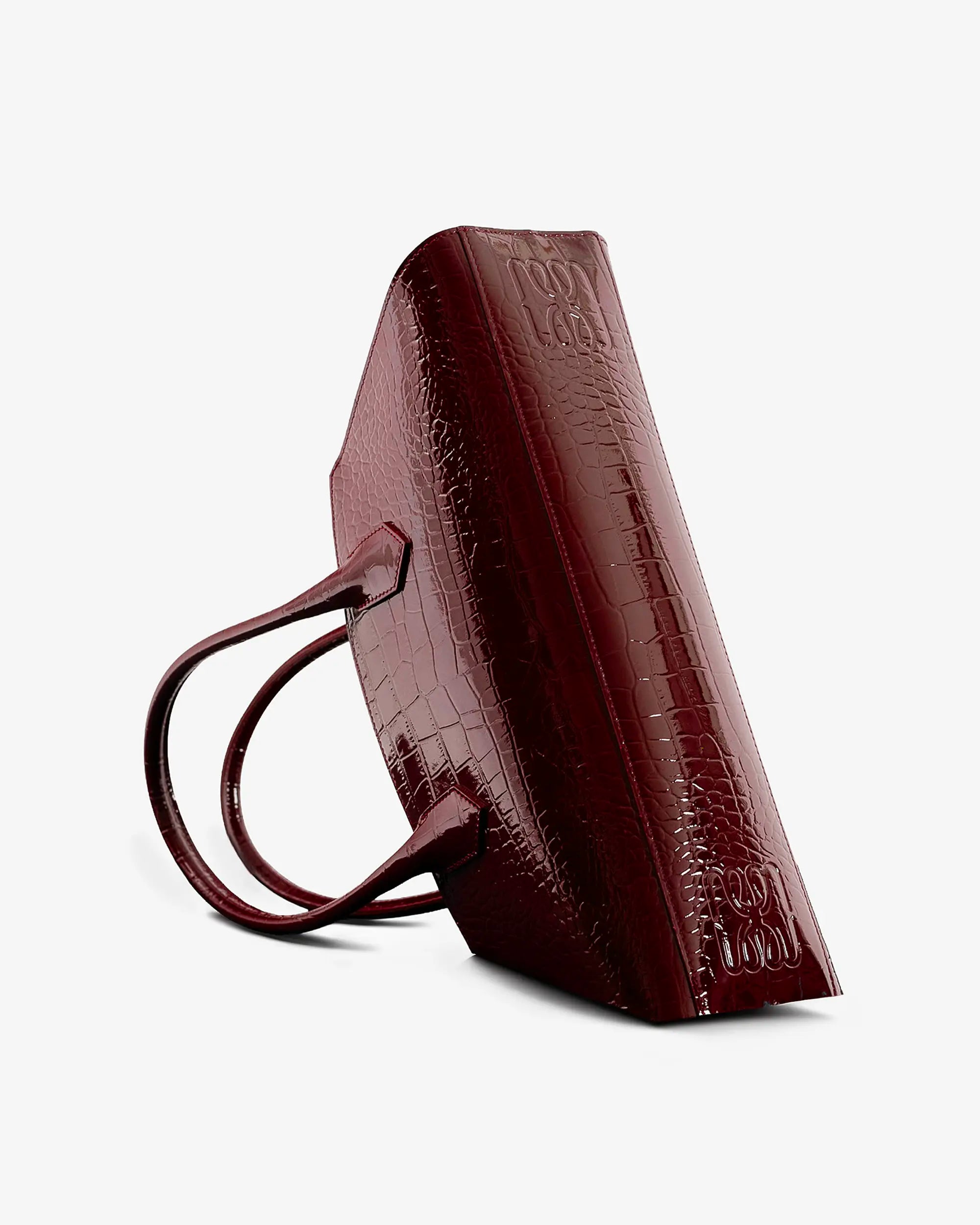 BASSOTTO in Glossy Bordeaux Croc Leather