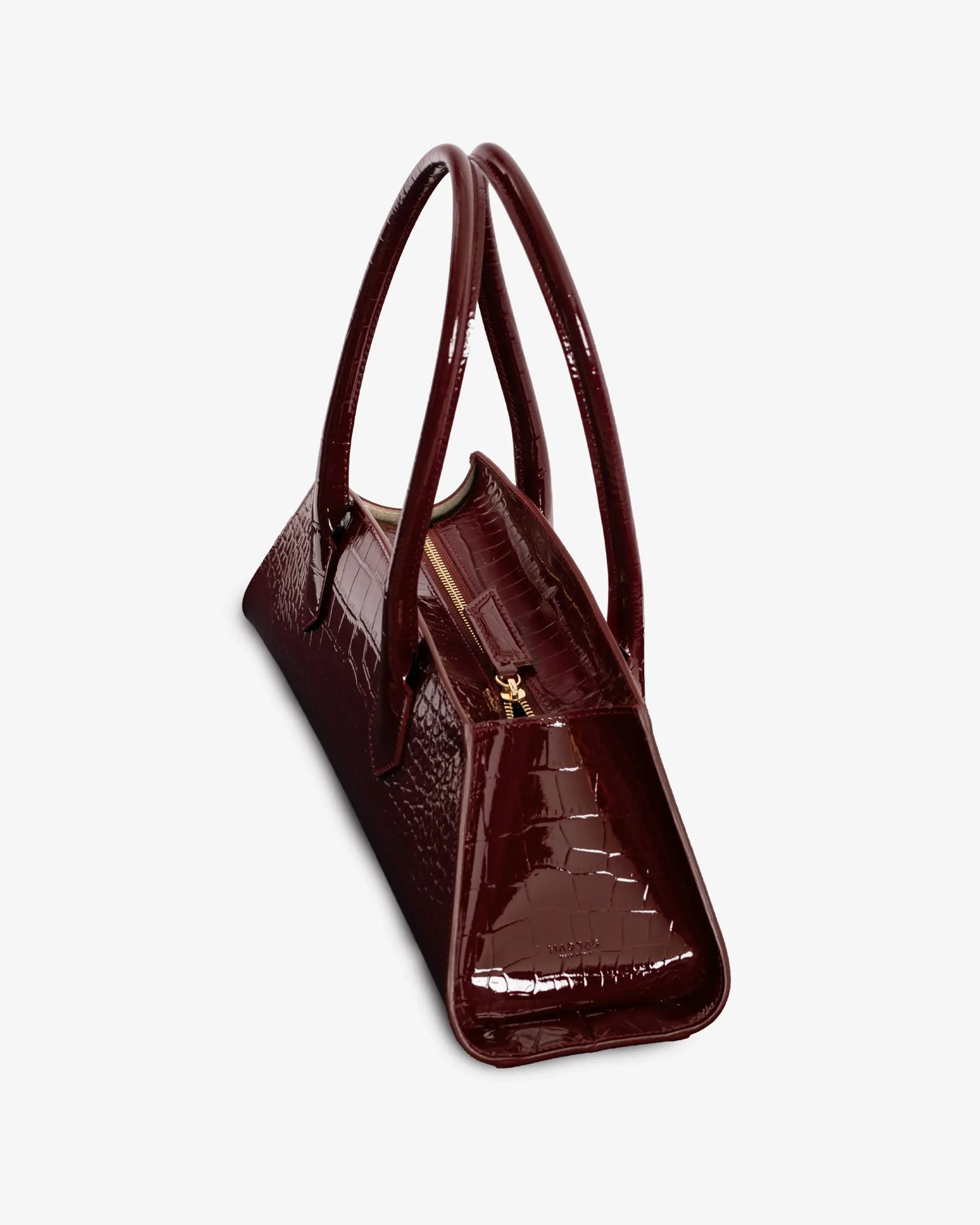 BASSOTTO in Glossy Bordeaux Croc Leather