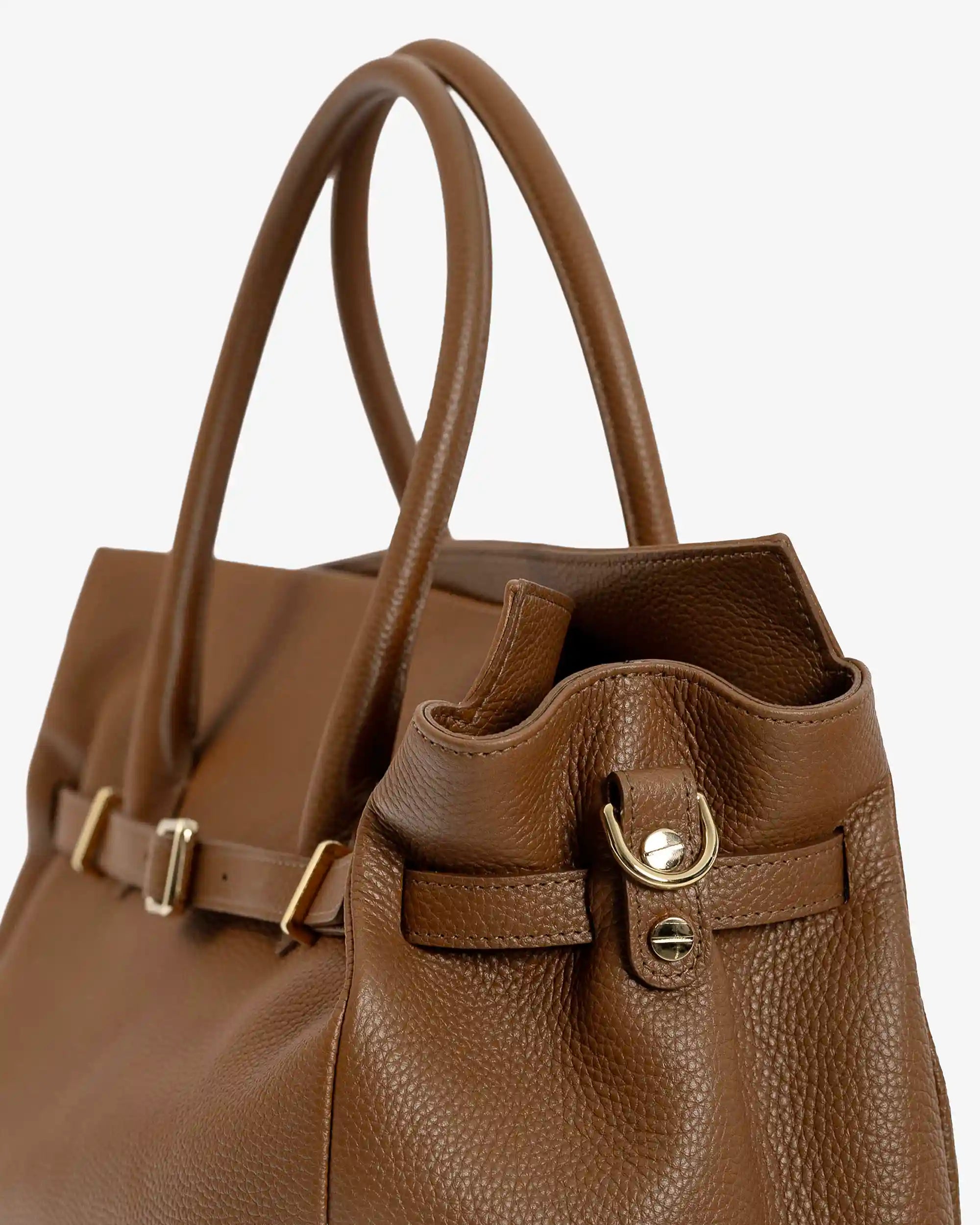 BELLUCCI Tote in Dollar-Grain Leather Camel