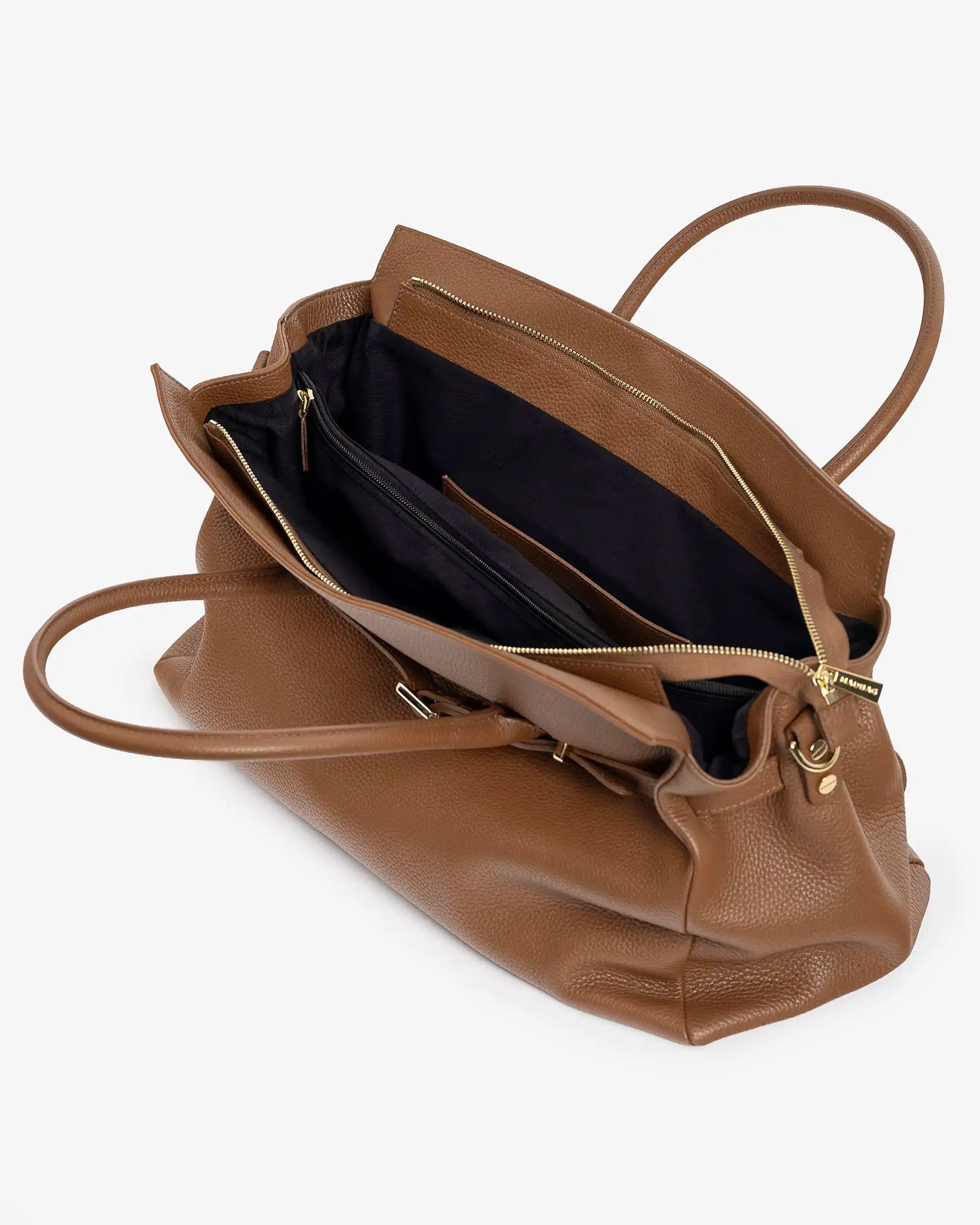 BELLUCCI Tote in Dollar-Grain Leather Camel