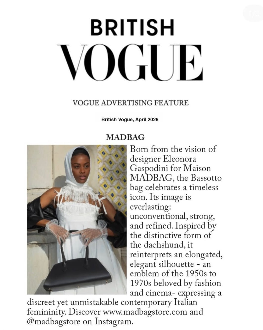 MADBAG on British Vogue: the Italian brand featured in April 2026
