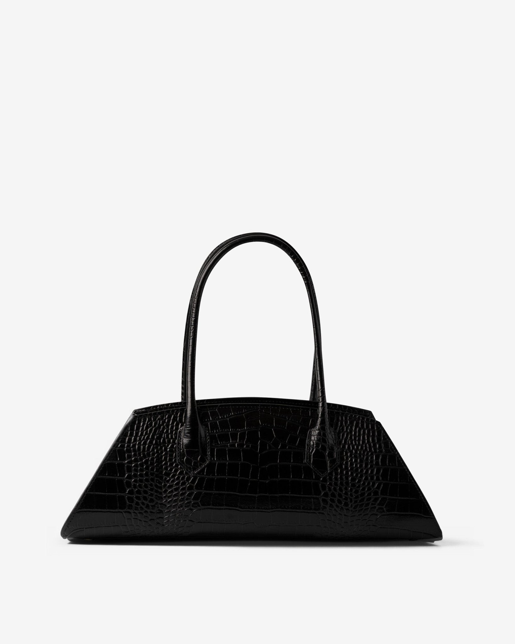 Bassotto croc-effect leather bag black luxury Made in Italy