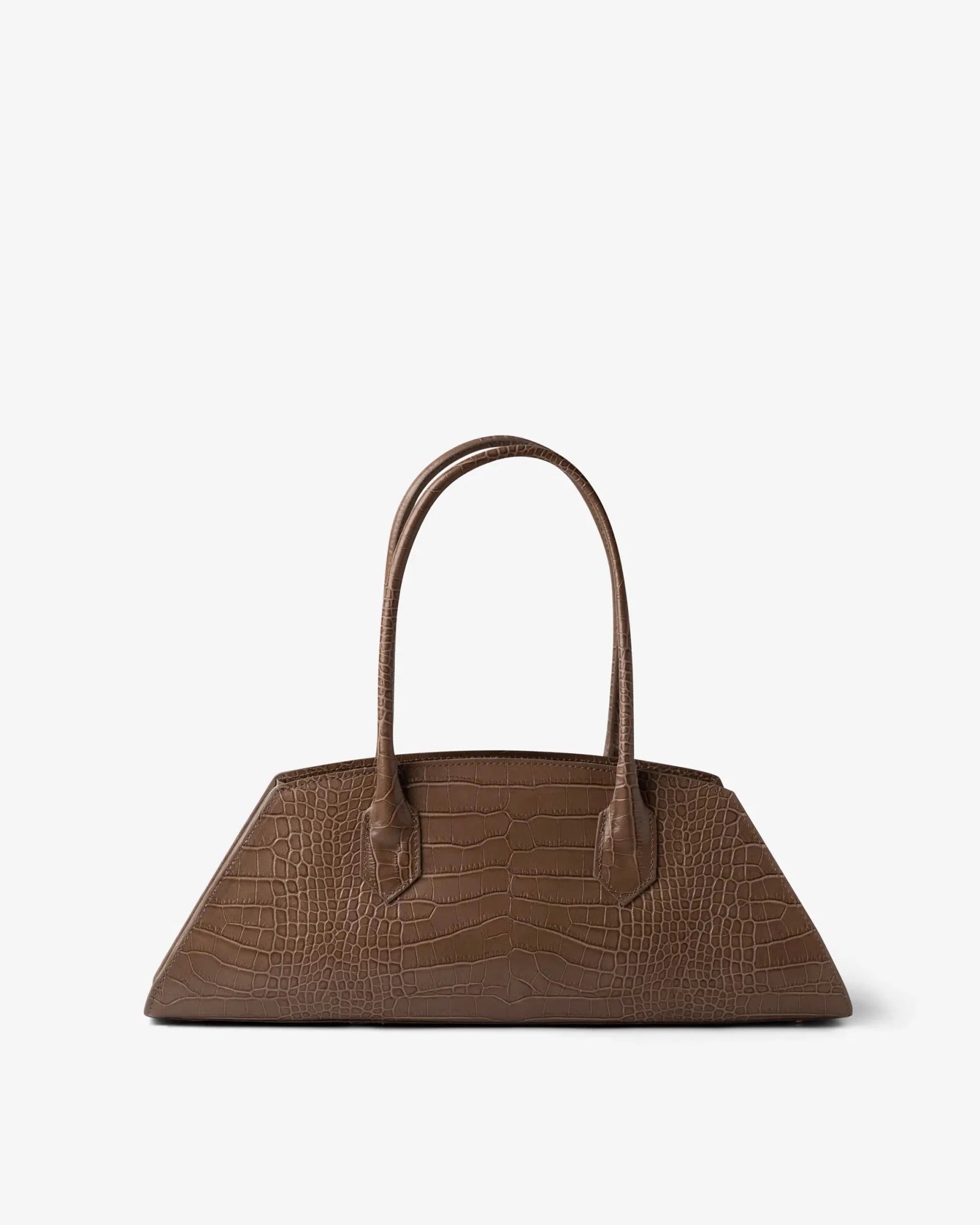 Bassotto croc-effect leather bag taupe elegant structured design