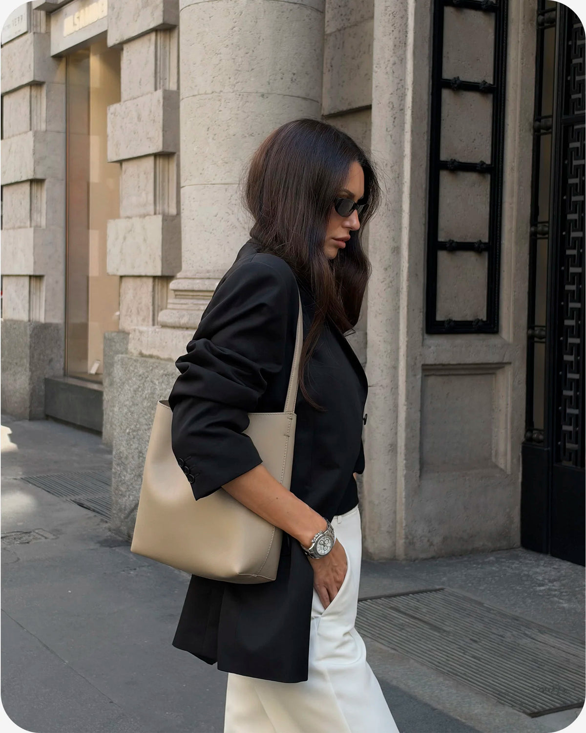 DOLCE VITA Hobo Bag in Pelle Sauvage Oatmeal