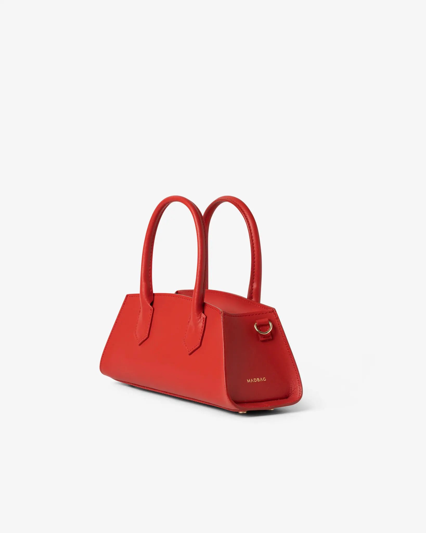 MADBAG Small Bassotto red leather handbag side angle view