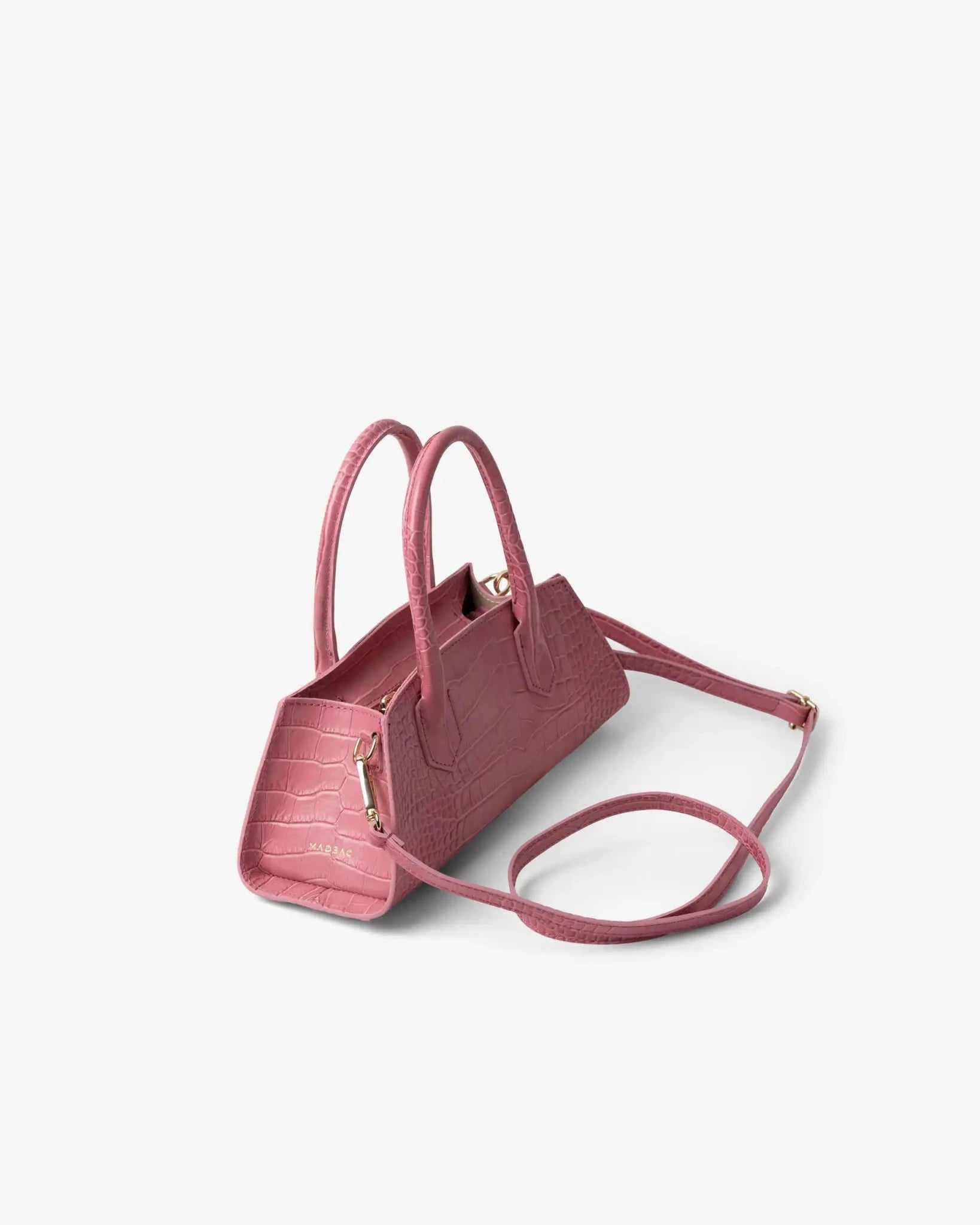 Borsa Small Bassotto Croc rosa con tracolla regolabile e removibile